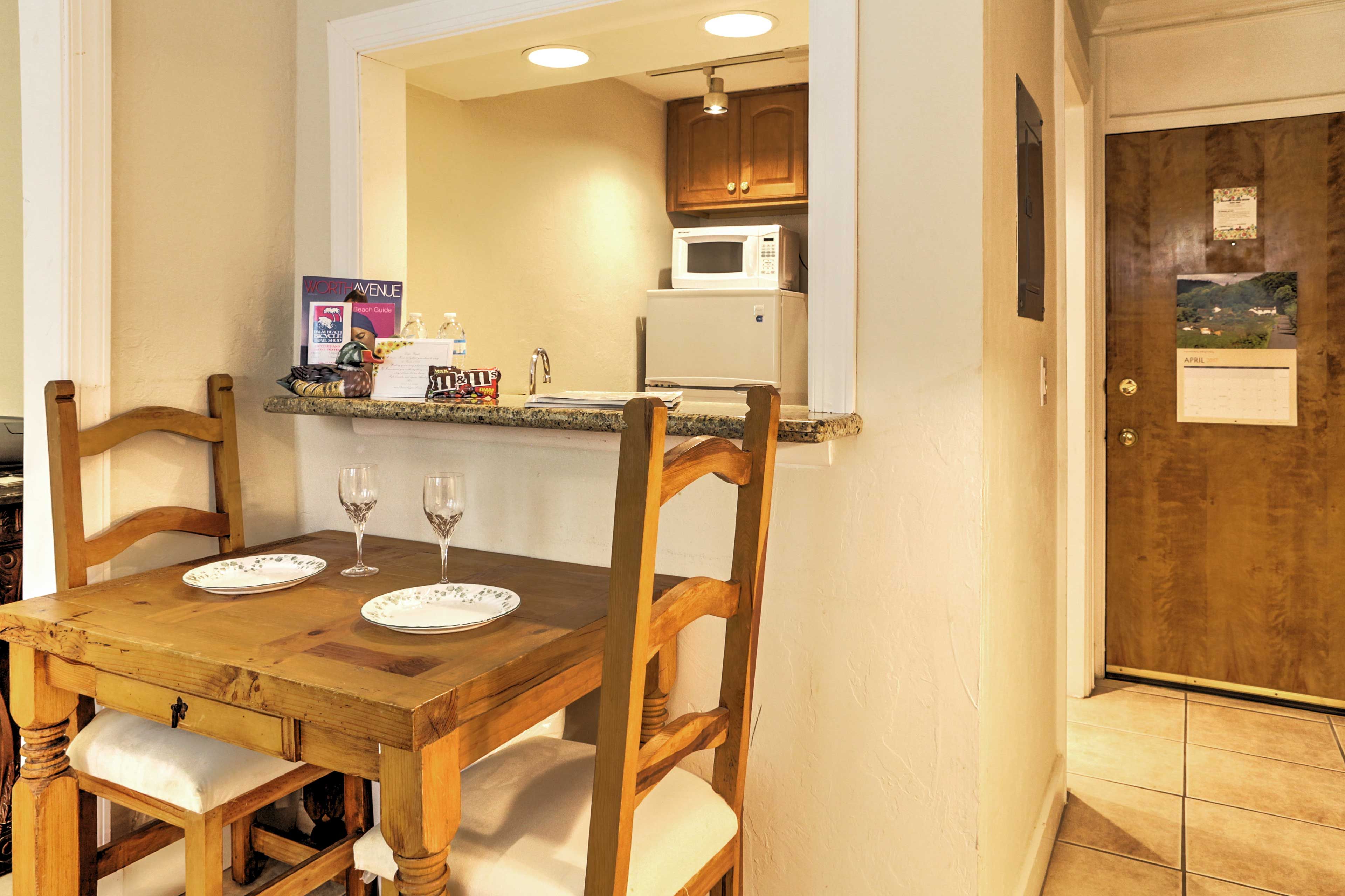 Step inside your 1-bedroom, 1-bath Palm Beach home-away-from-home!