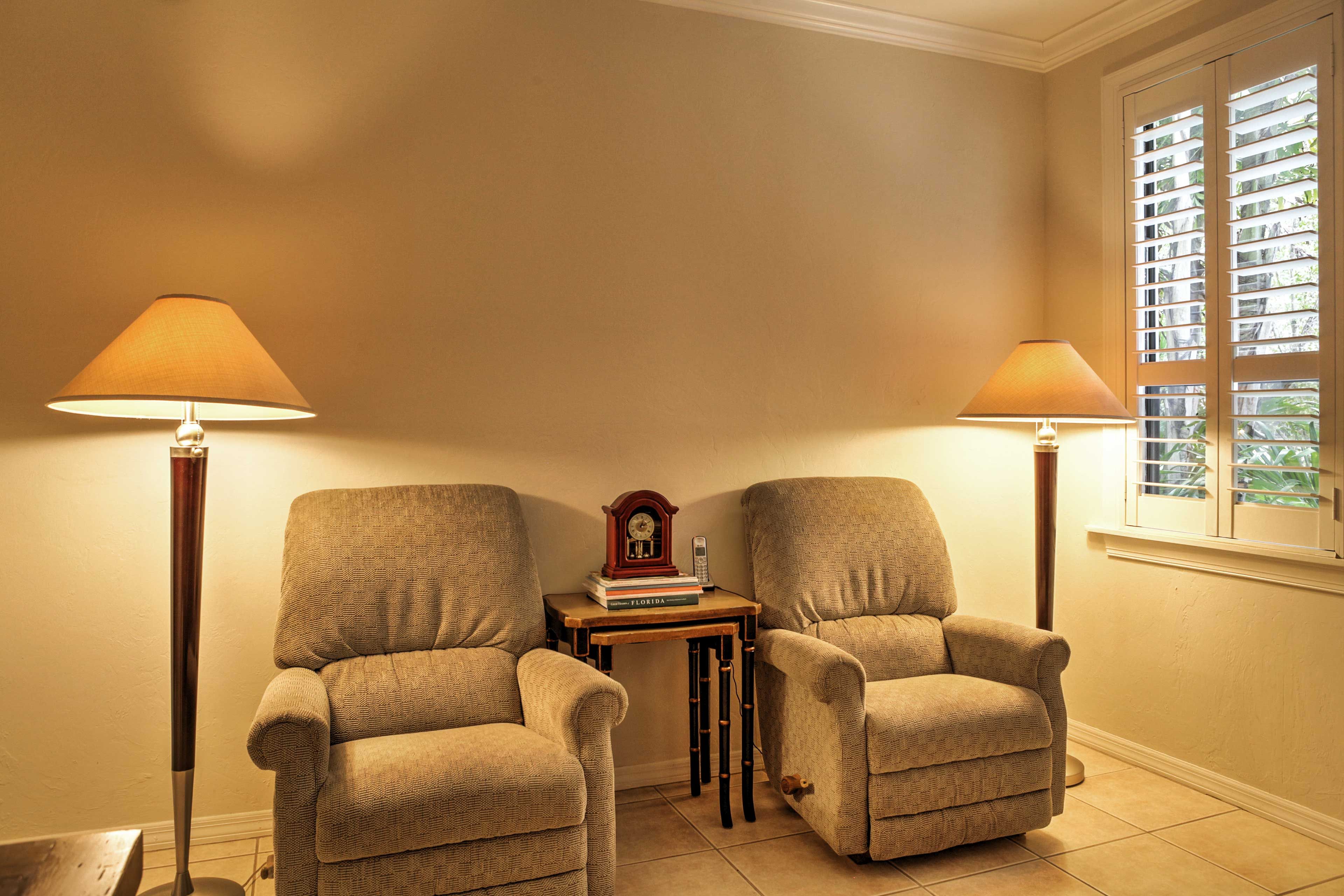 Turn on the lamps to enjoy a gripping book.