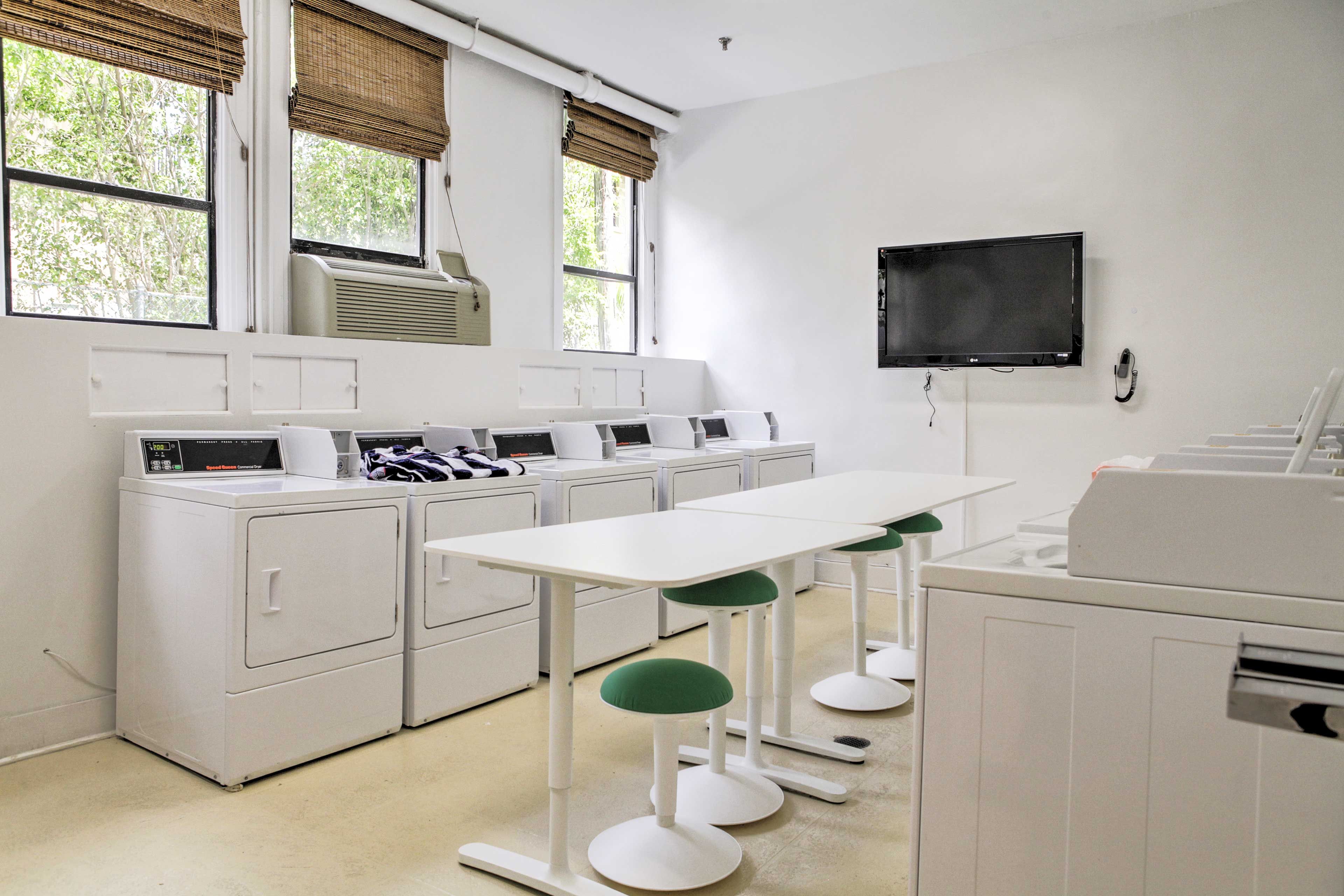 There are even coin-operated laundry machines for your use.