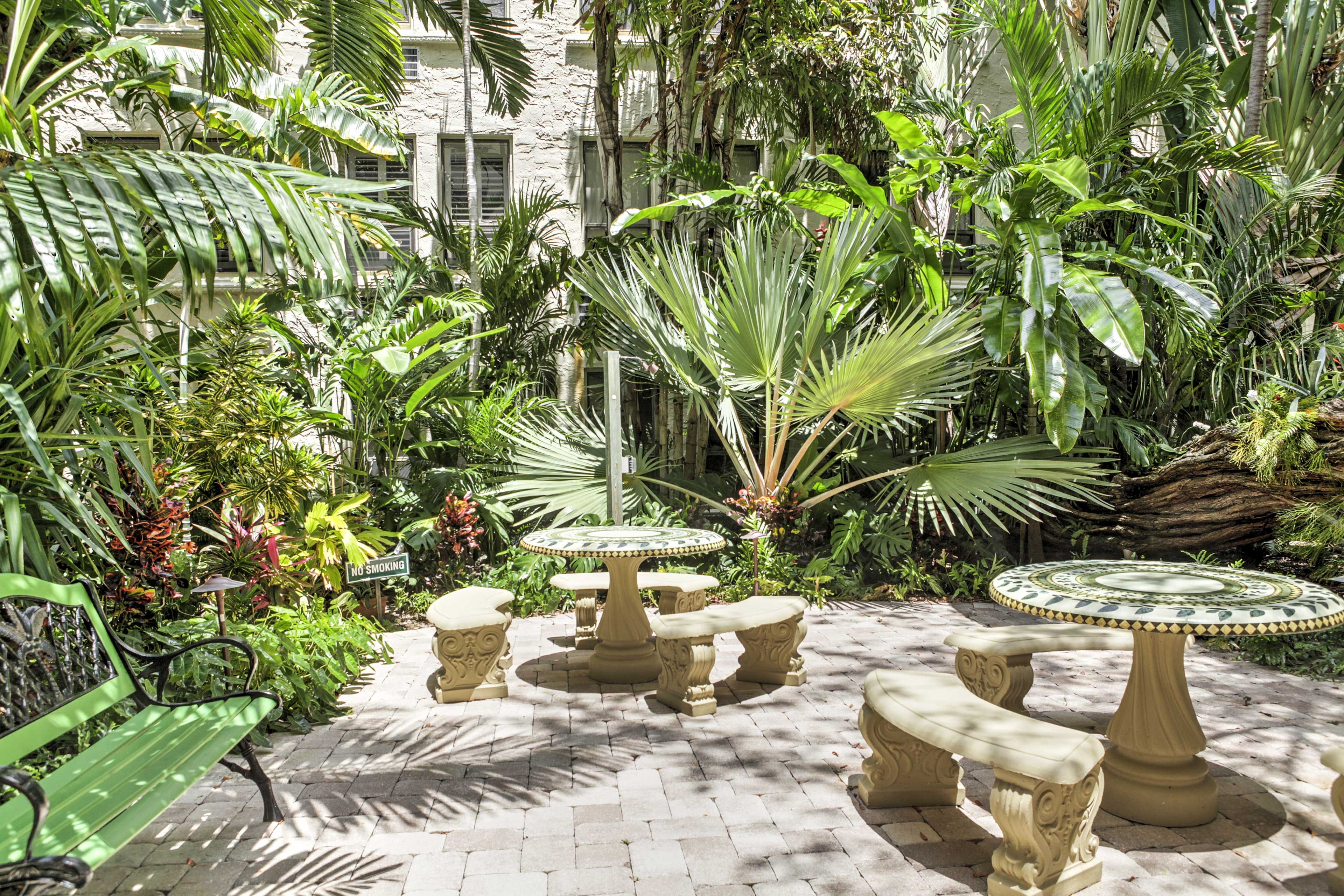 Enjoy a picnic amidst the tropical foliage.