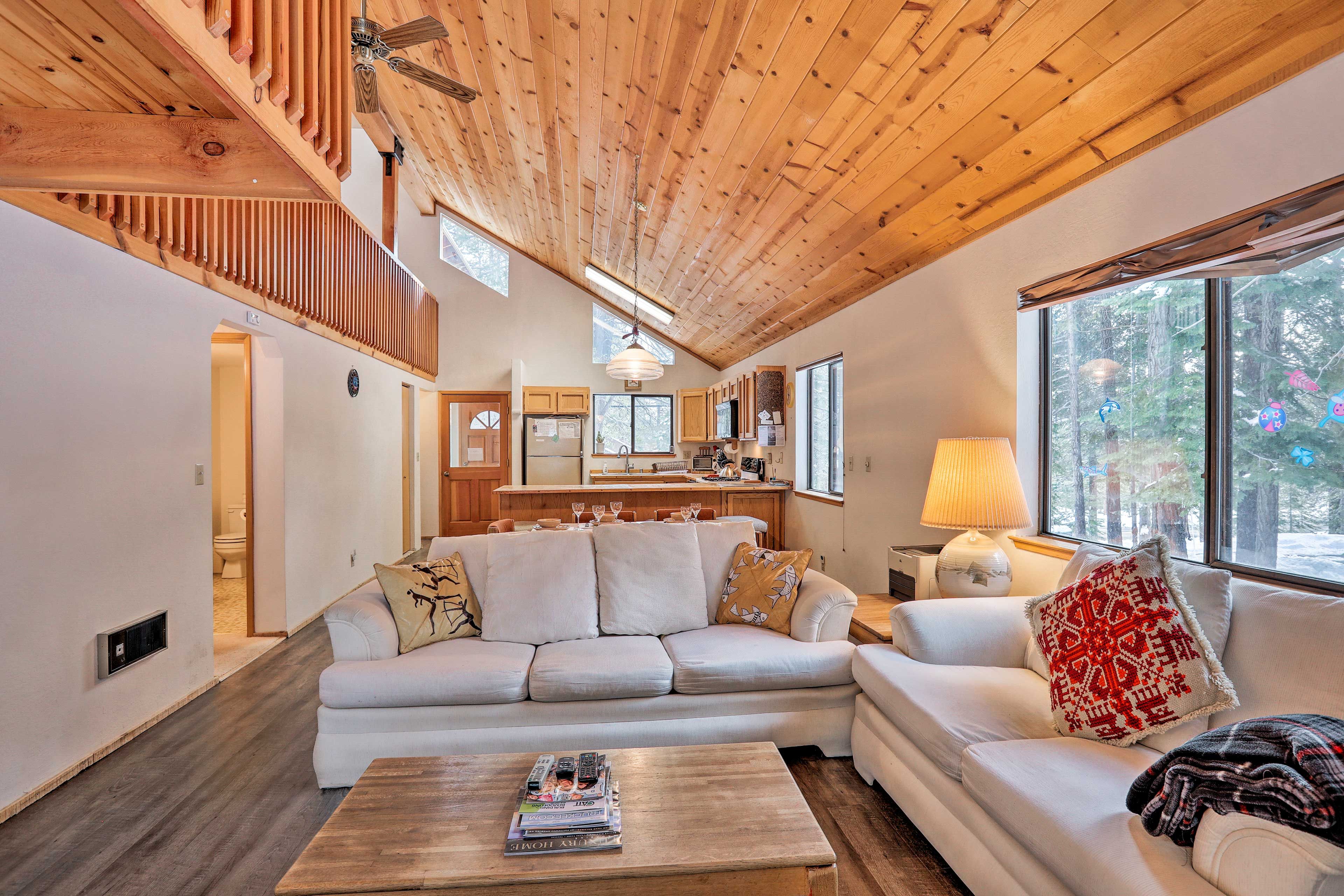 An open-concept layout allows everyone in the group to spend time together.