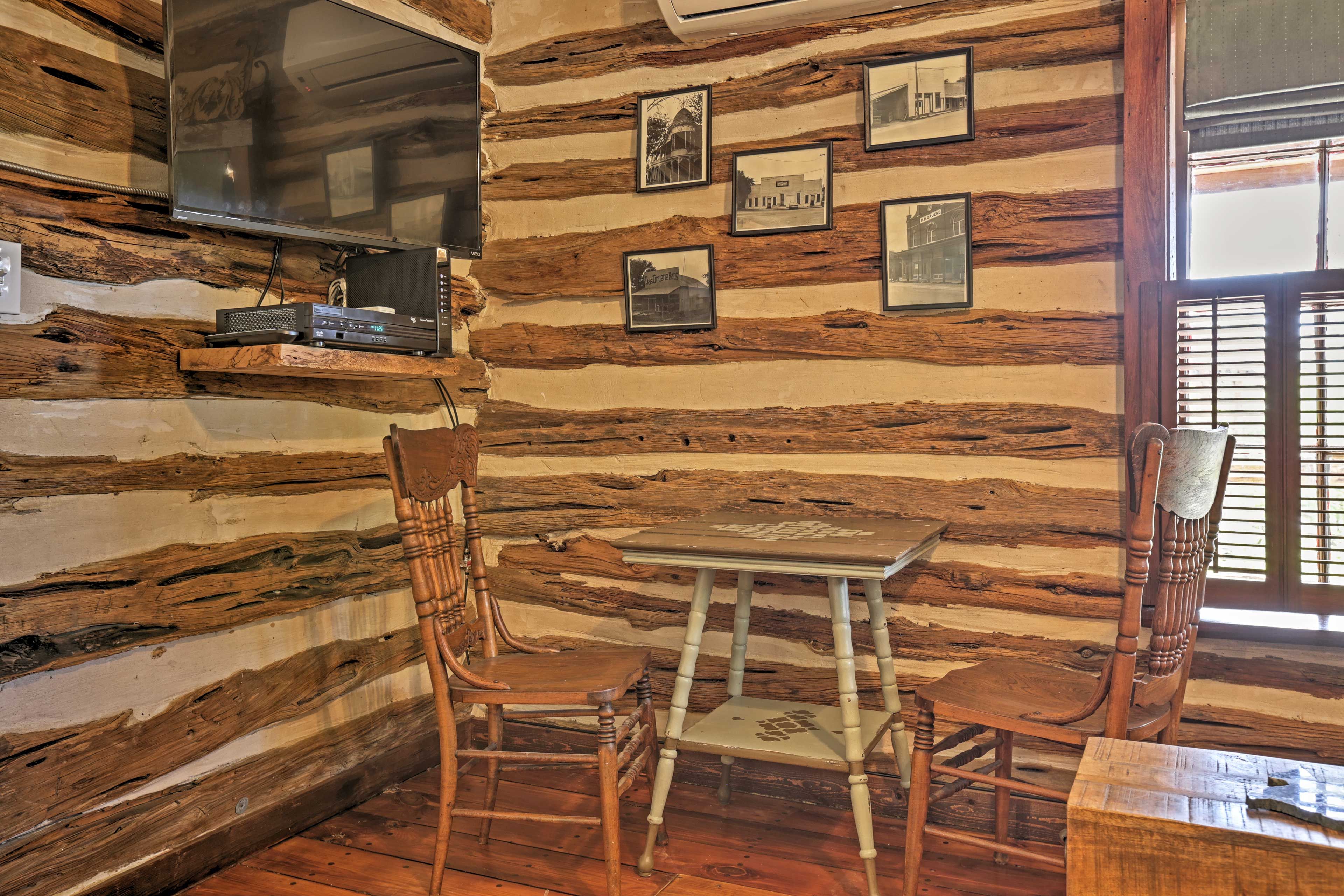 Enjoy an early morning coffee at the 2-person table in the bedroom.