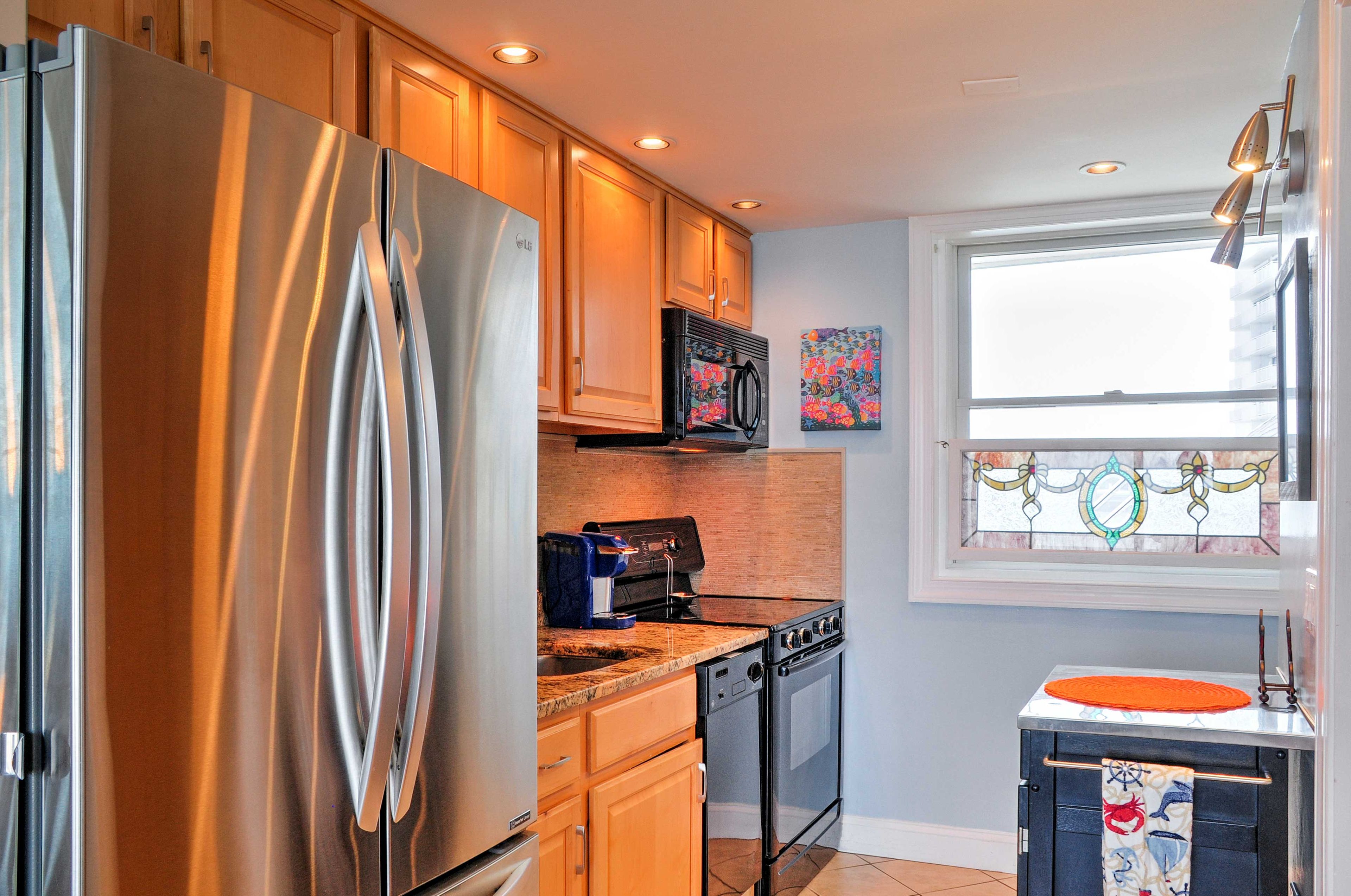 Whip up some tasty afternoon treats in the fully equipped kitchen.