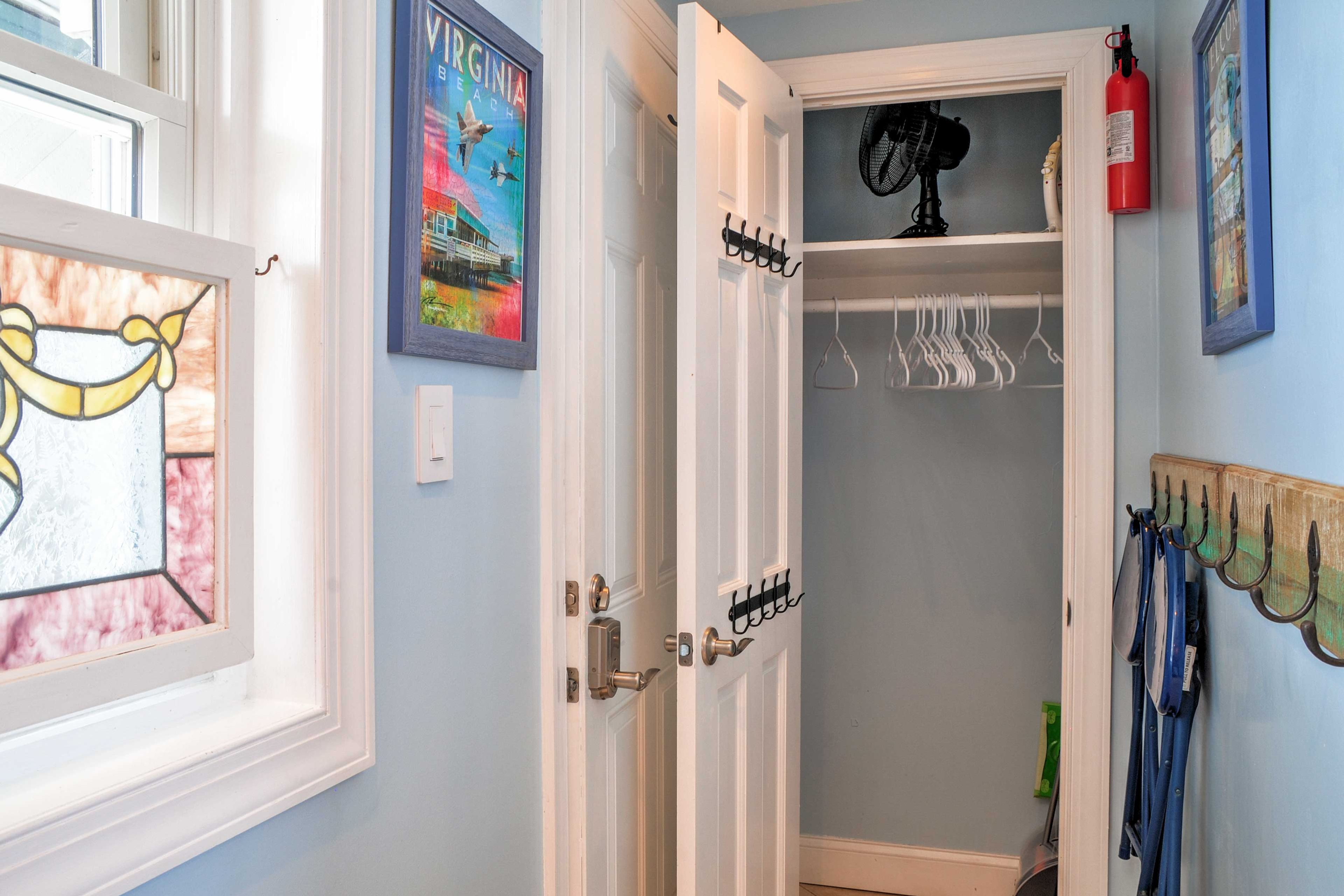 Store your clothes in the closet.