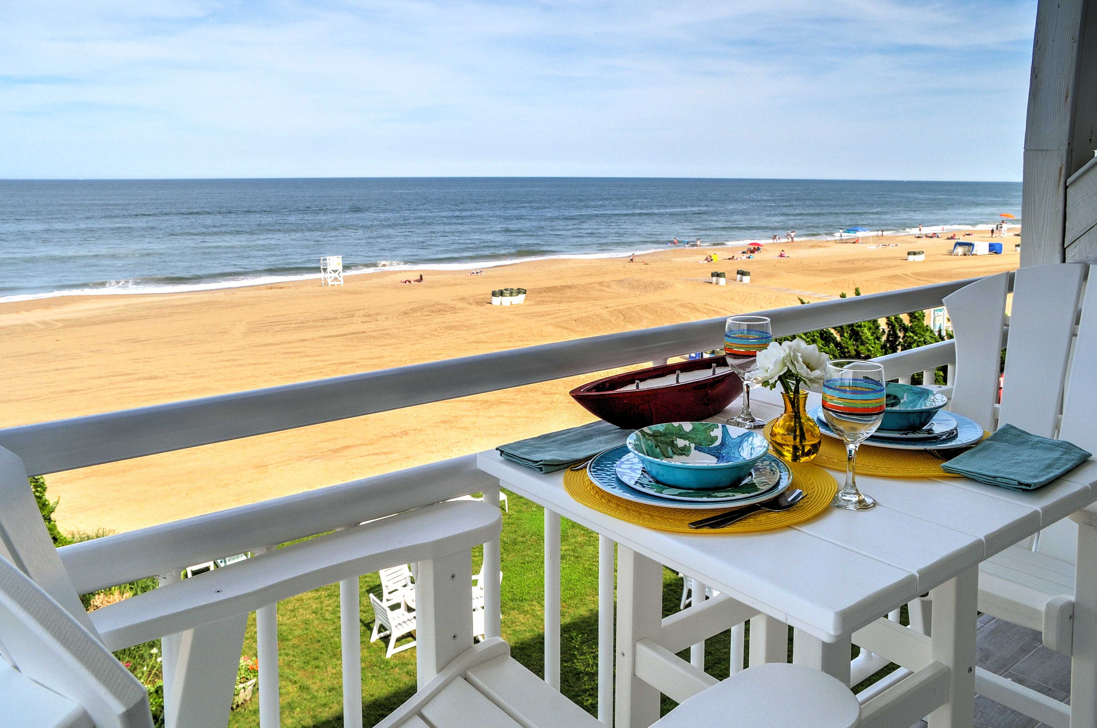Enjoy the inspiring views along with a cool ocean breeze on this private balcony.