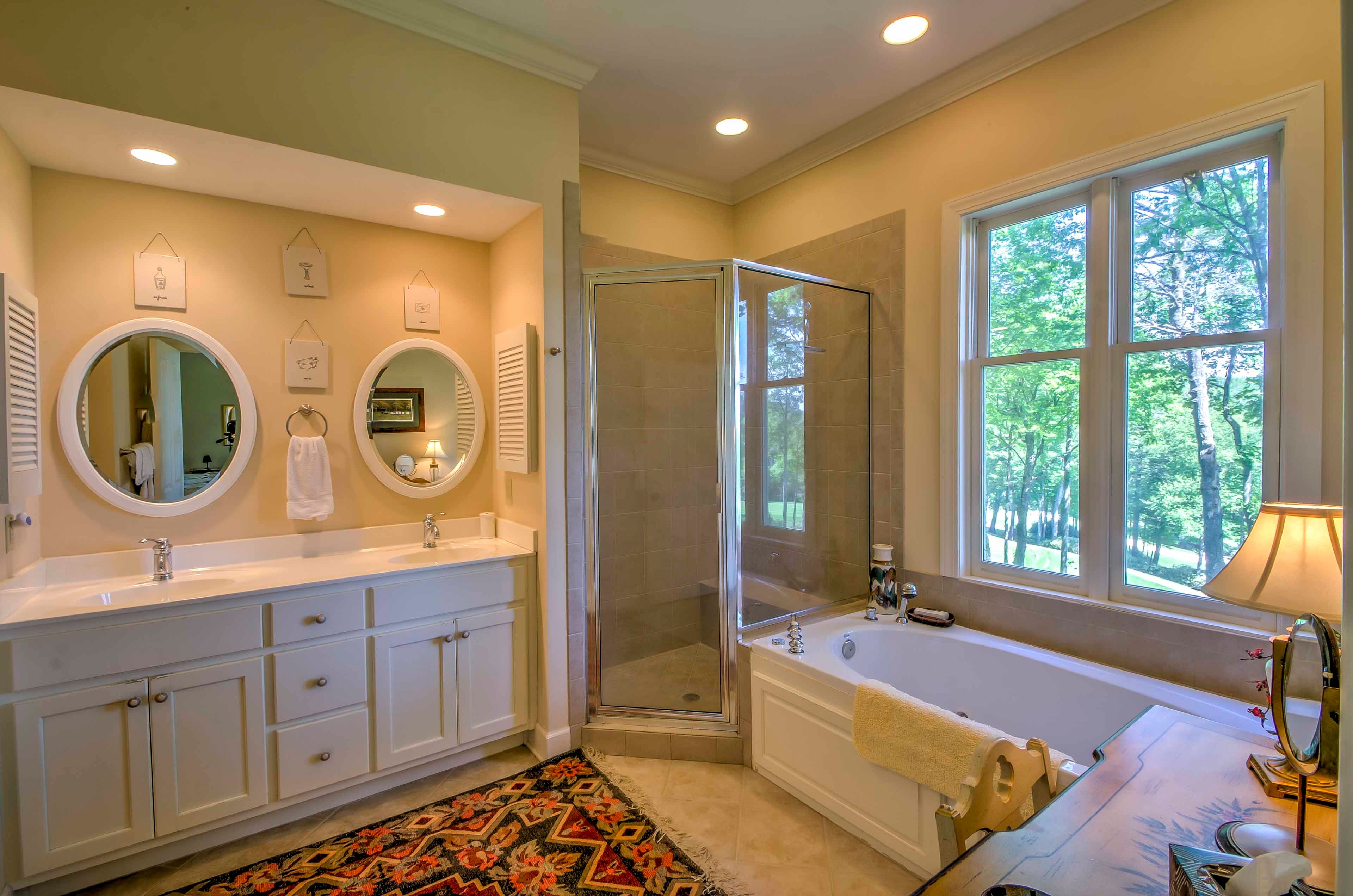 Soak your cares away in the bath tub or wash off in the walk-in shower.