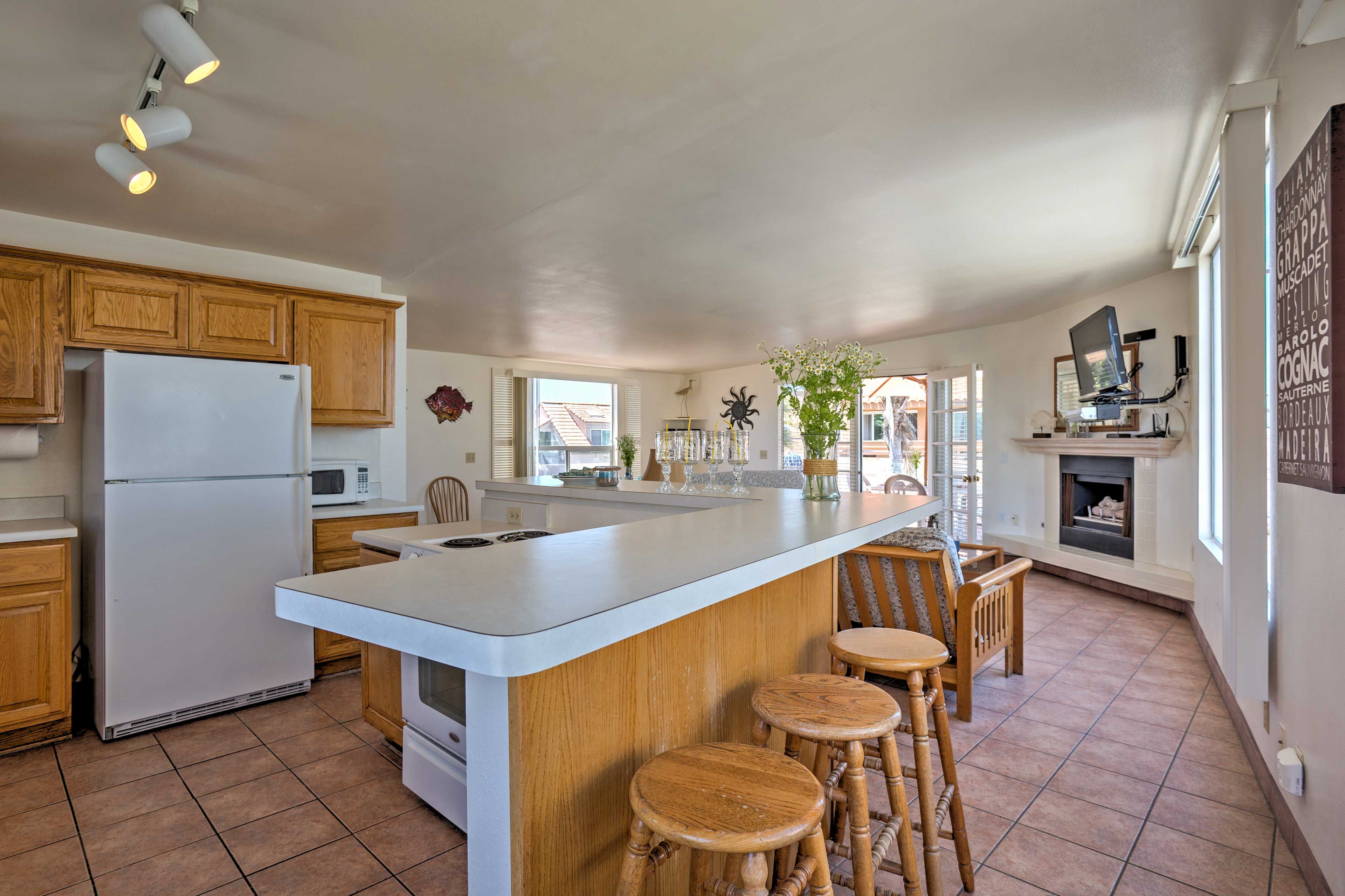 Sit at the bar top for an early morning breakfast!