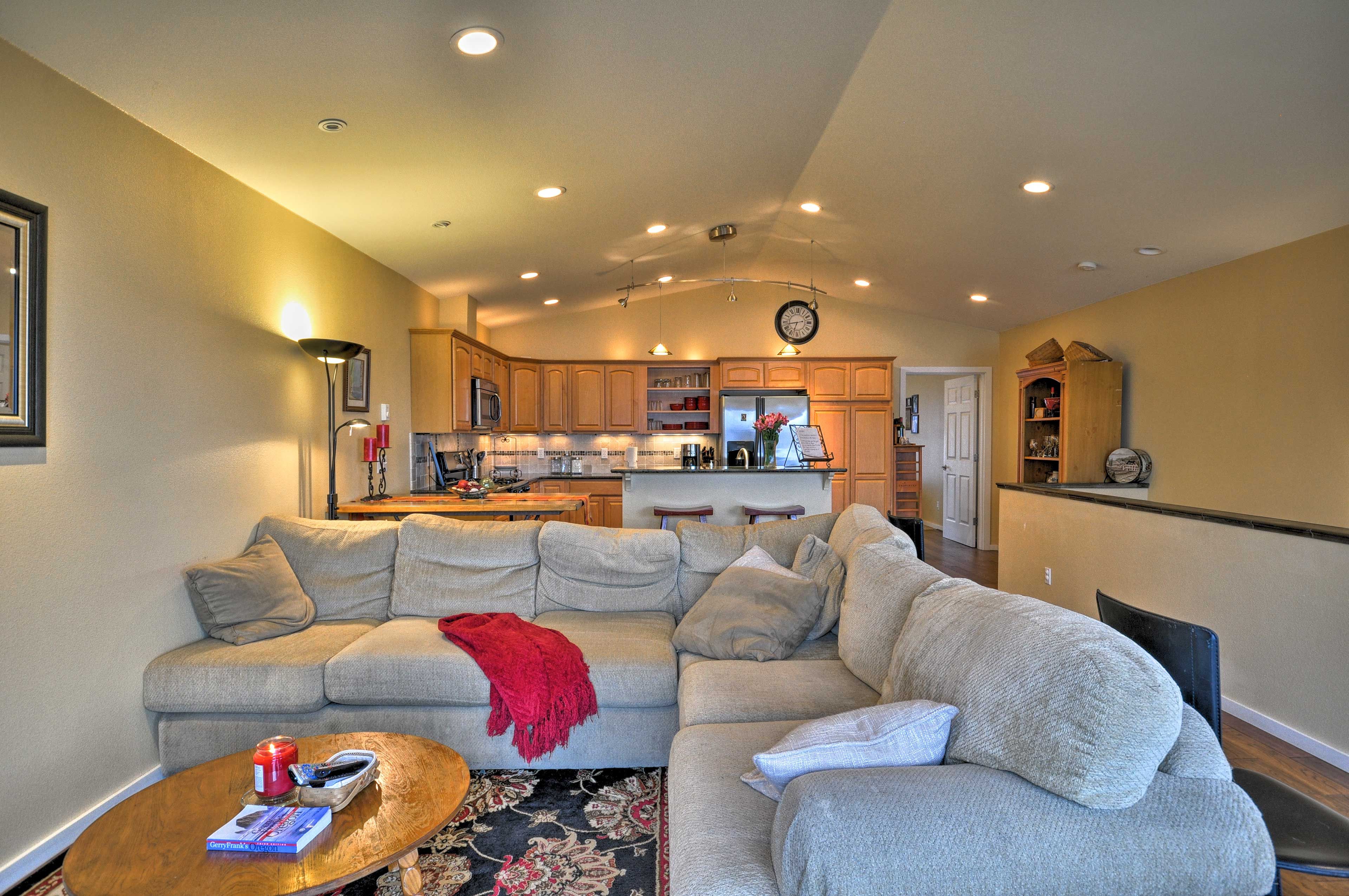 This L-shaped couch is the perfect spot to unwind.