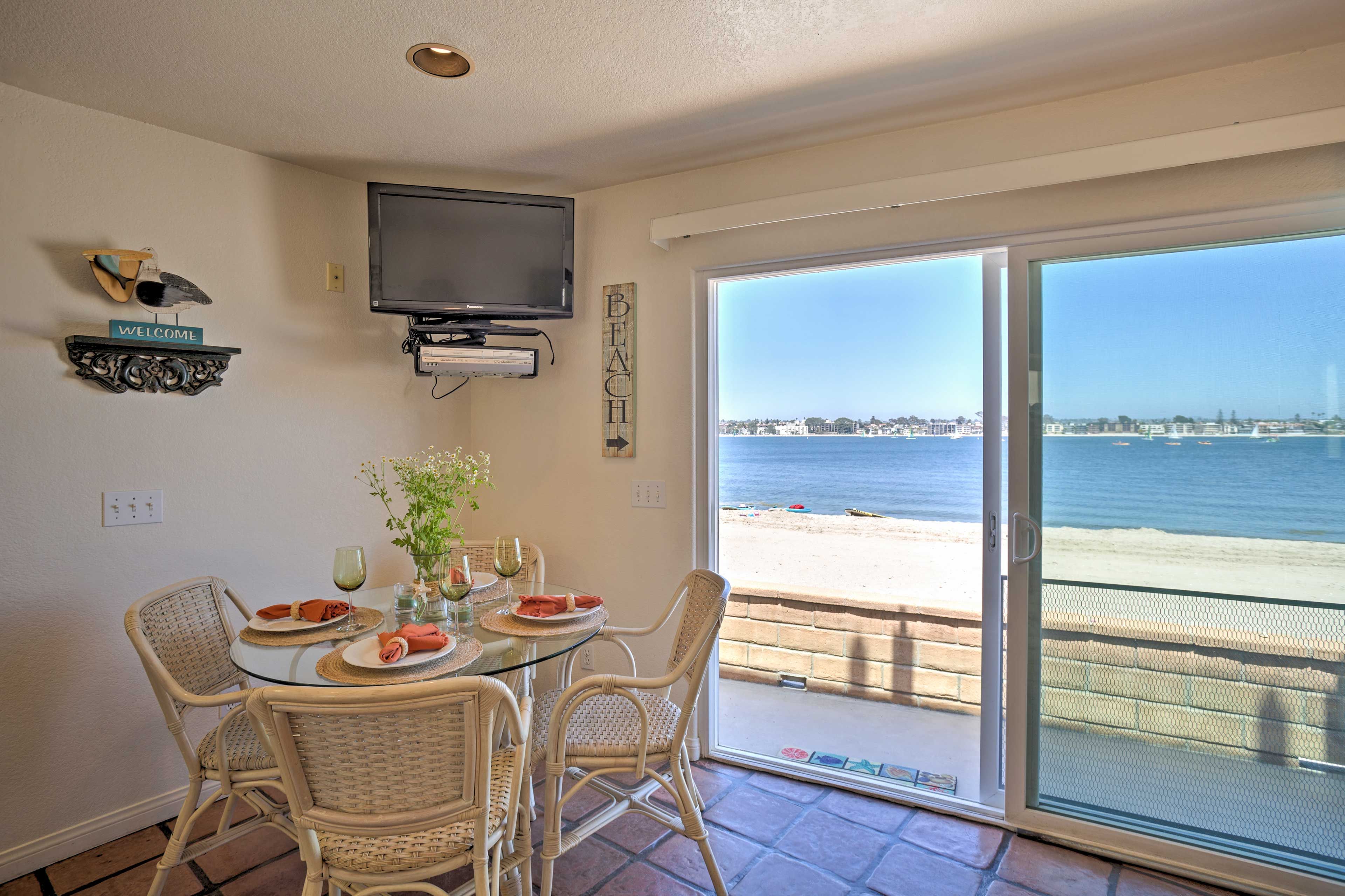 Open the sliding glass door to let the warm breeze flow throughout the condo.
