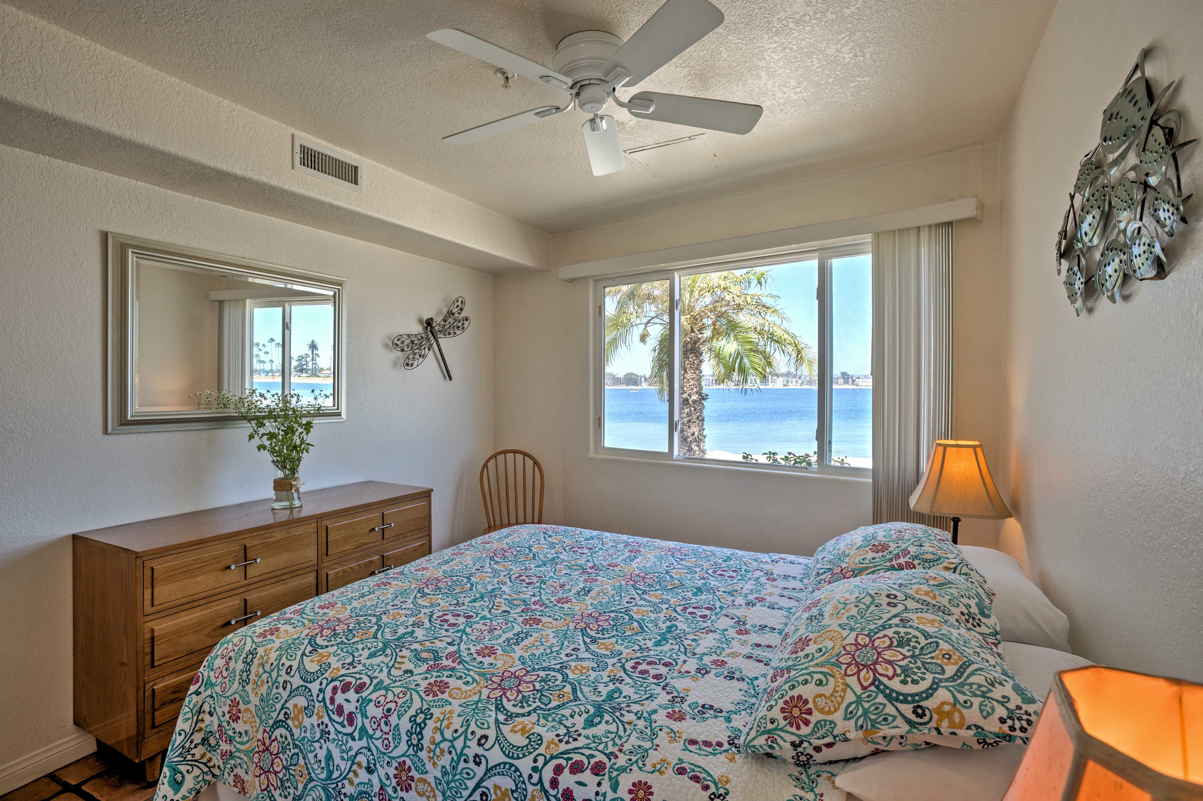 Turn on the ceiling fan for a cool breeze while you sleep.