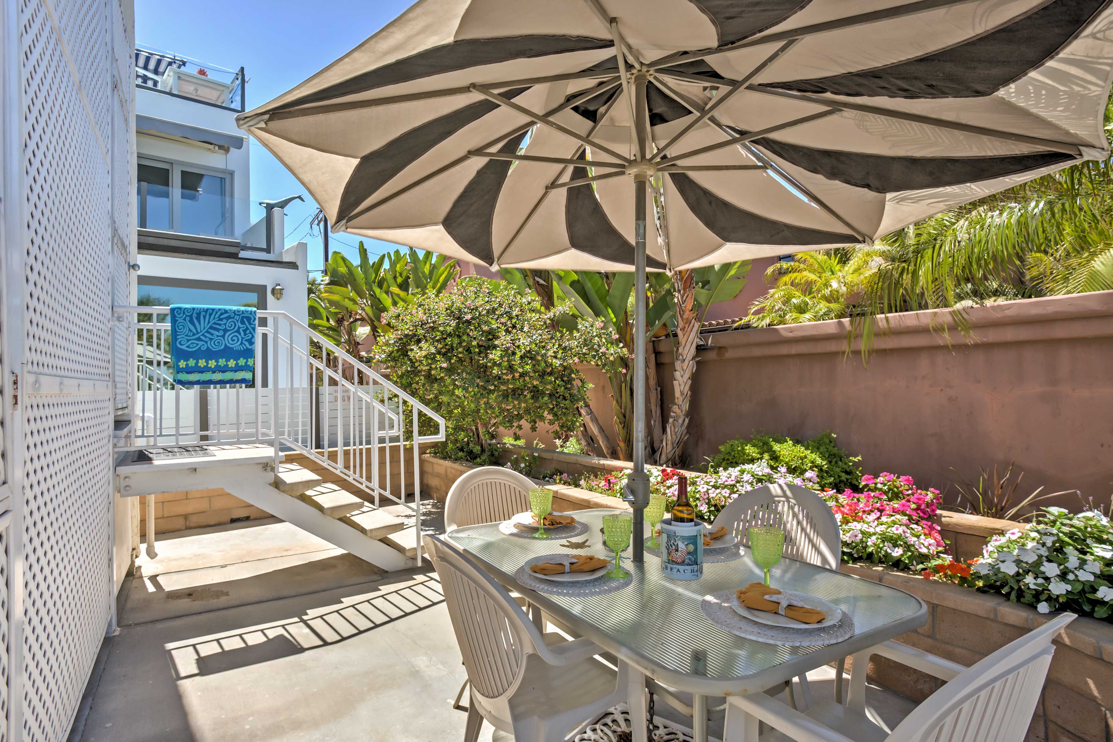 Have an outdoor BBQ on the patio with gas grill.