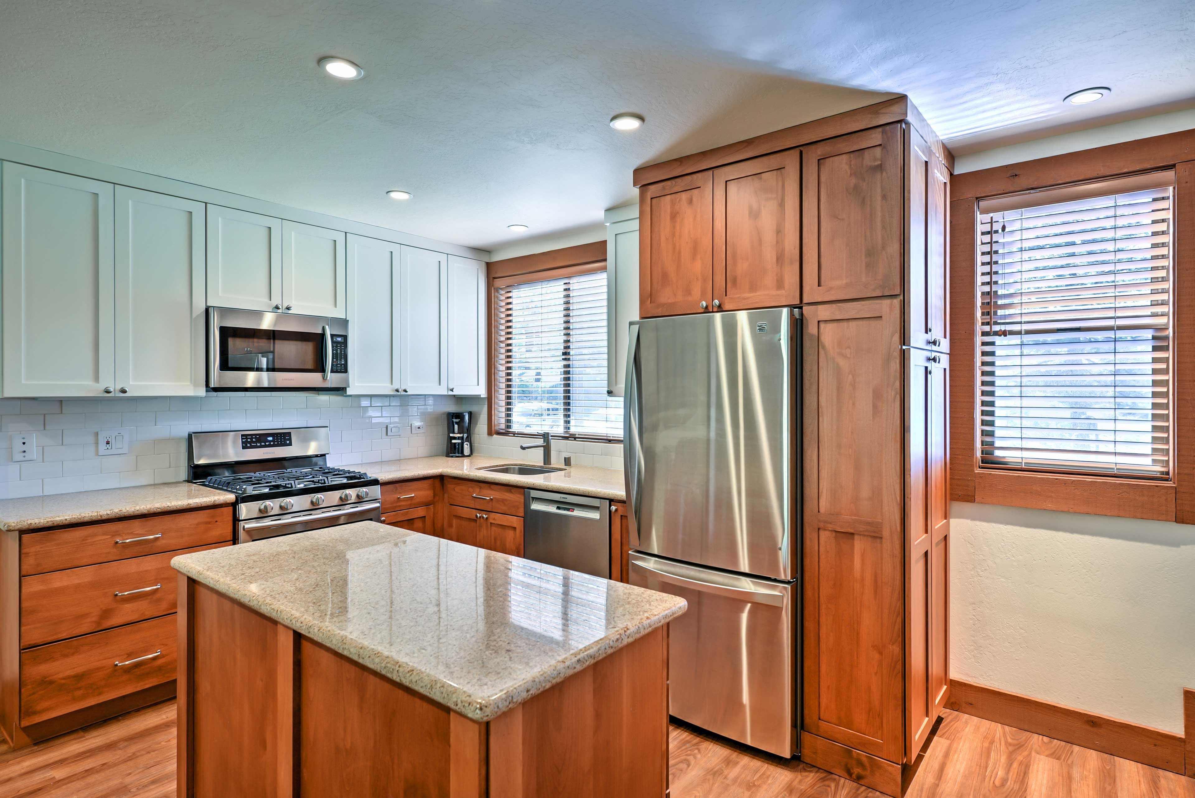 Granite countertops make cleanup a breeze.