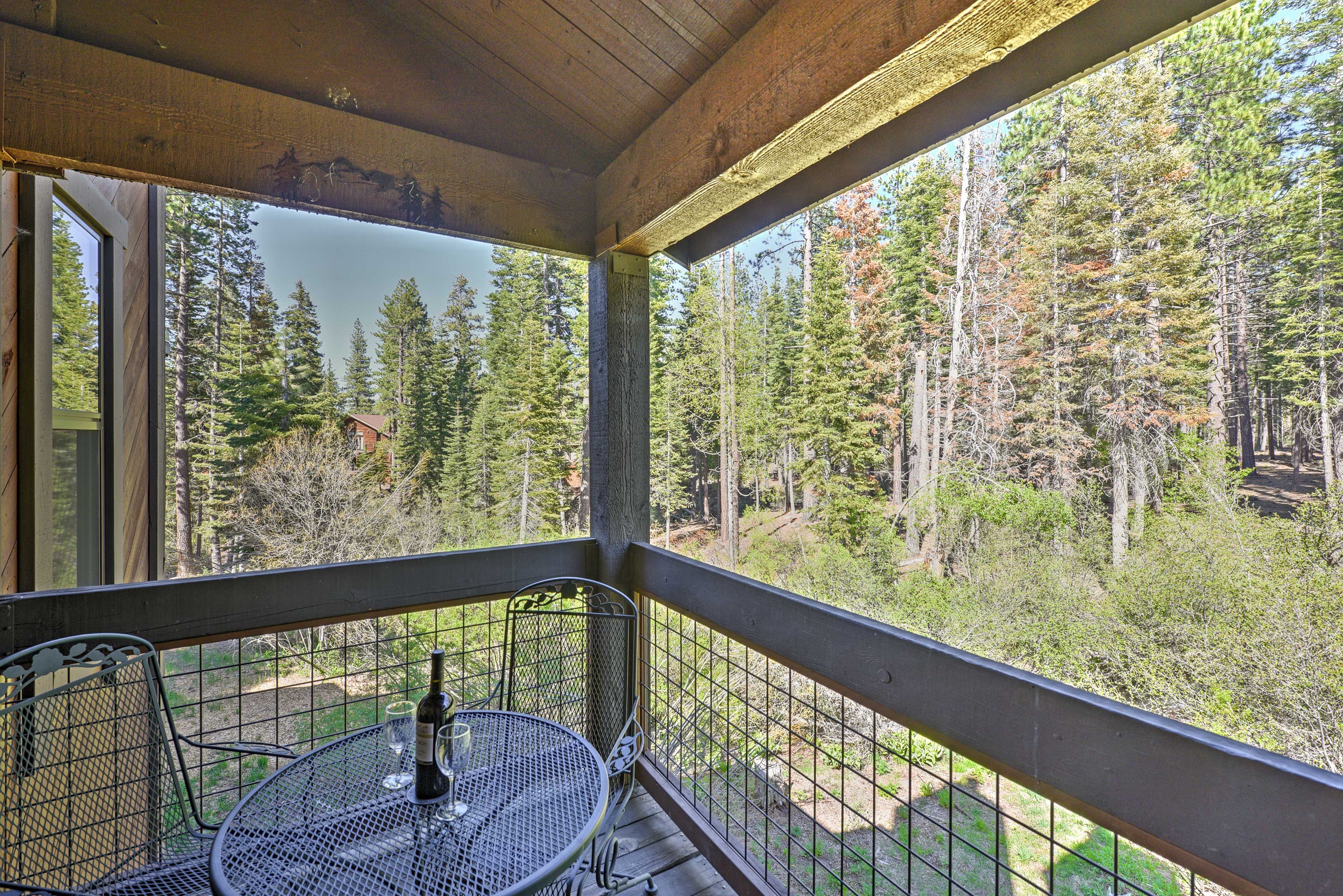 Admire the wooded view from your private balcony.