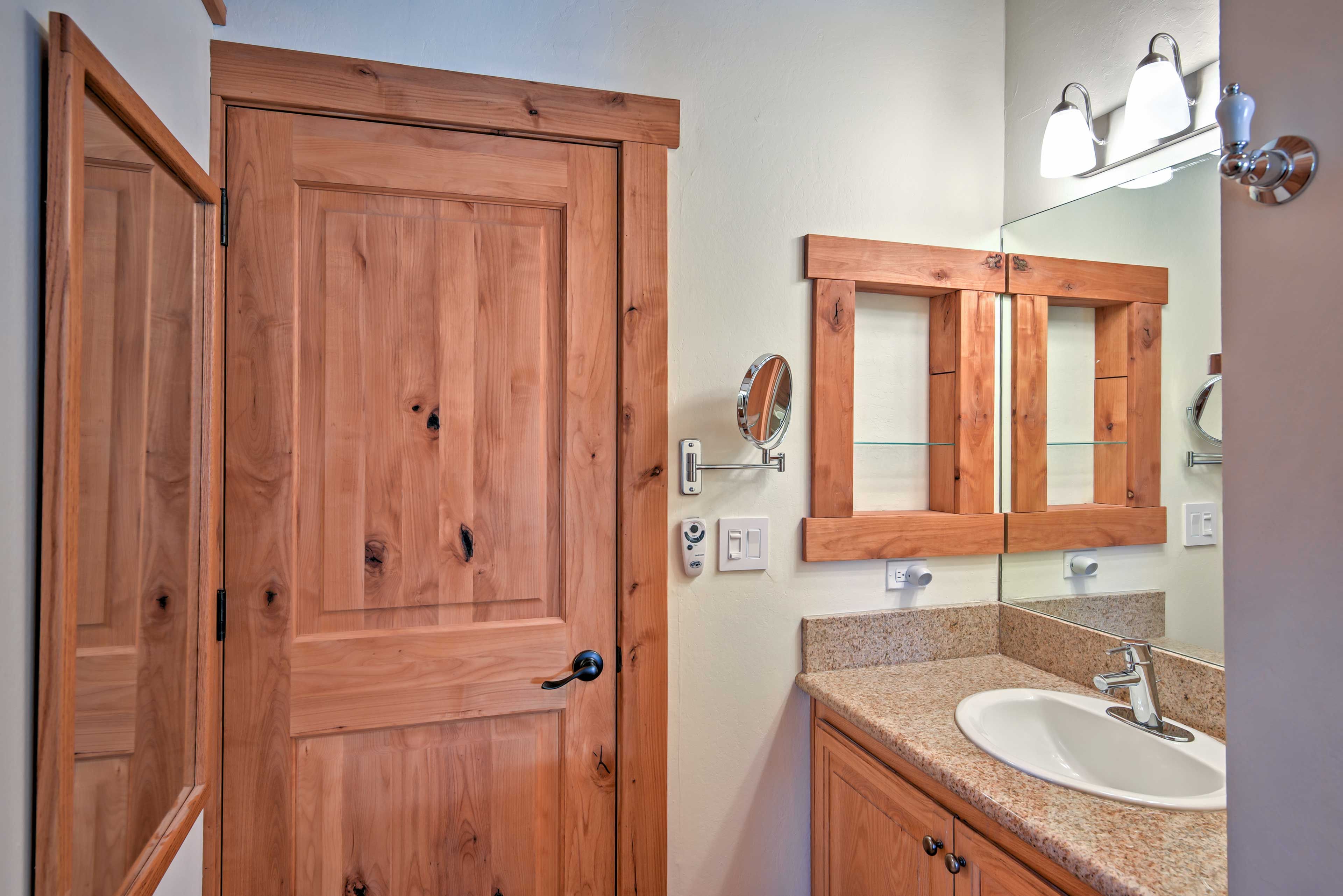 The bathroom is directly off of the bedroom.