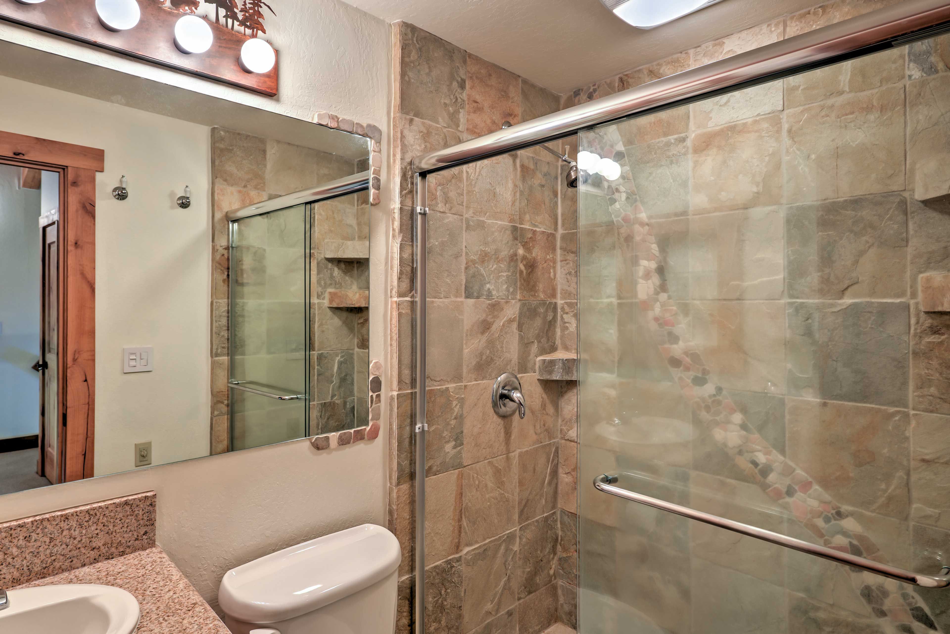 Rinse off in this spacious walk-in shower.