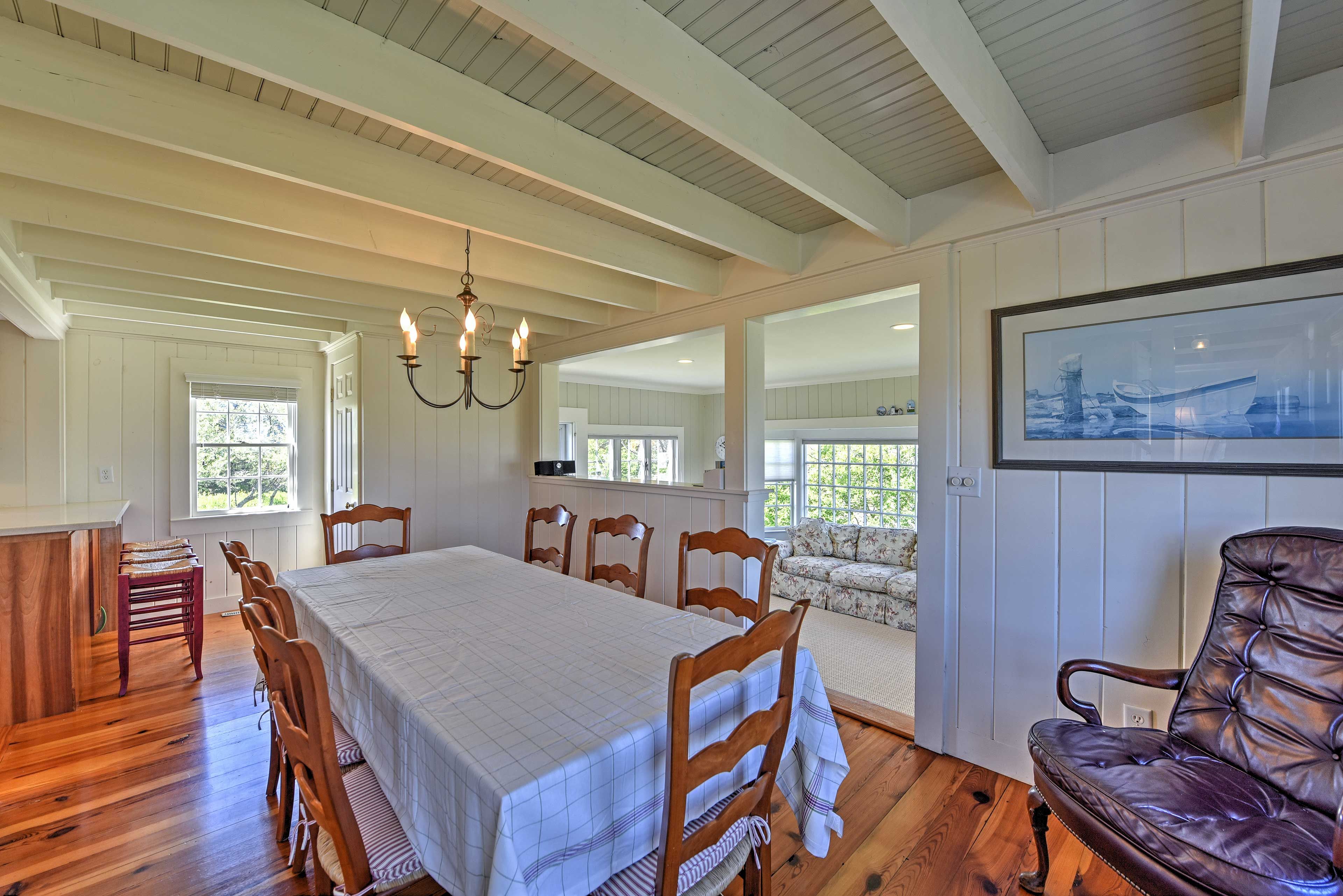 This spacious dining table has room for your whole group.