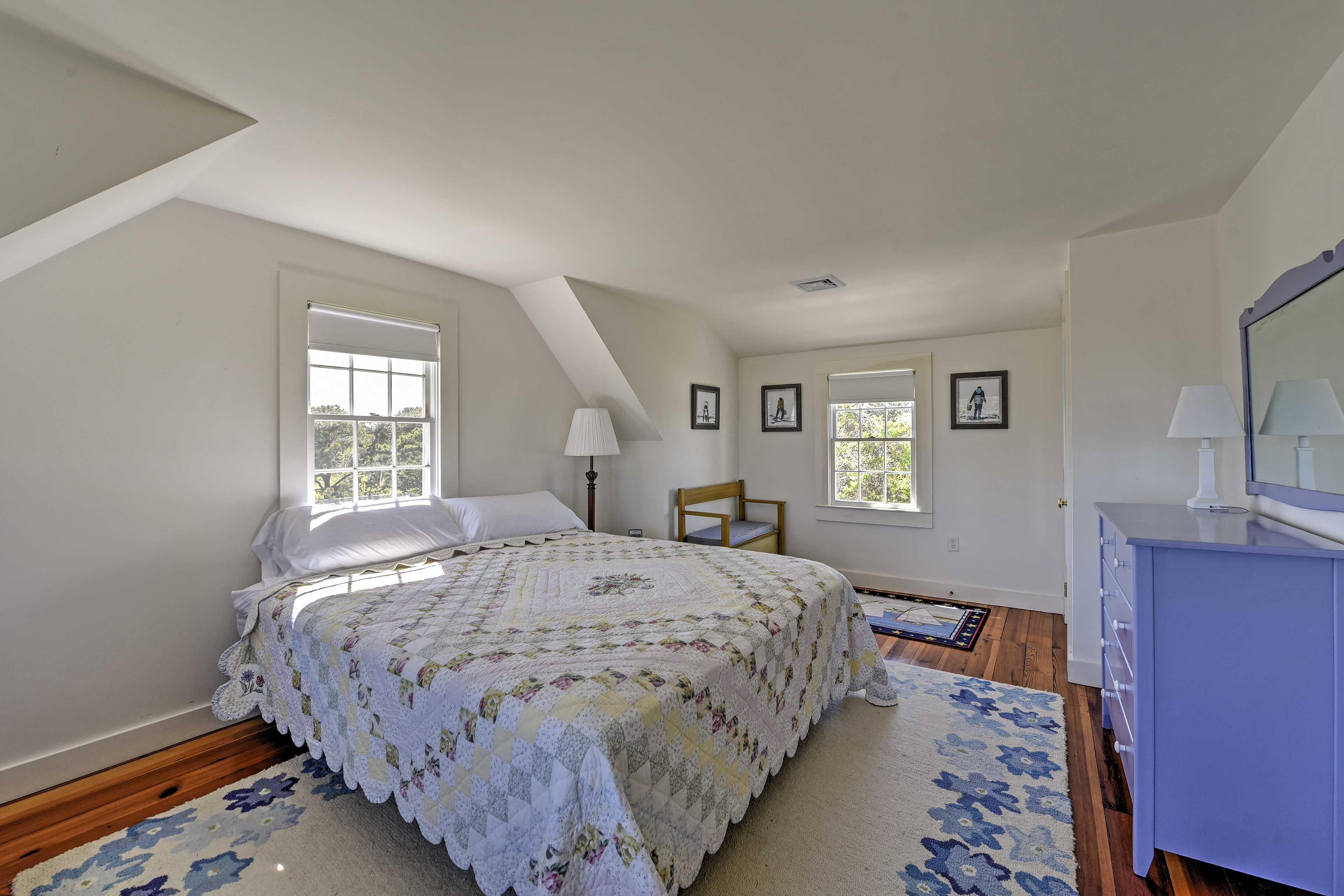 Drift to sleep on this plush king bed.
