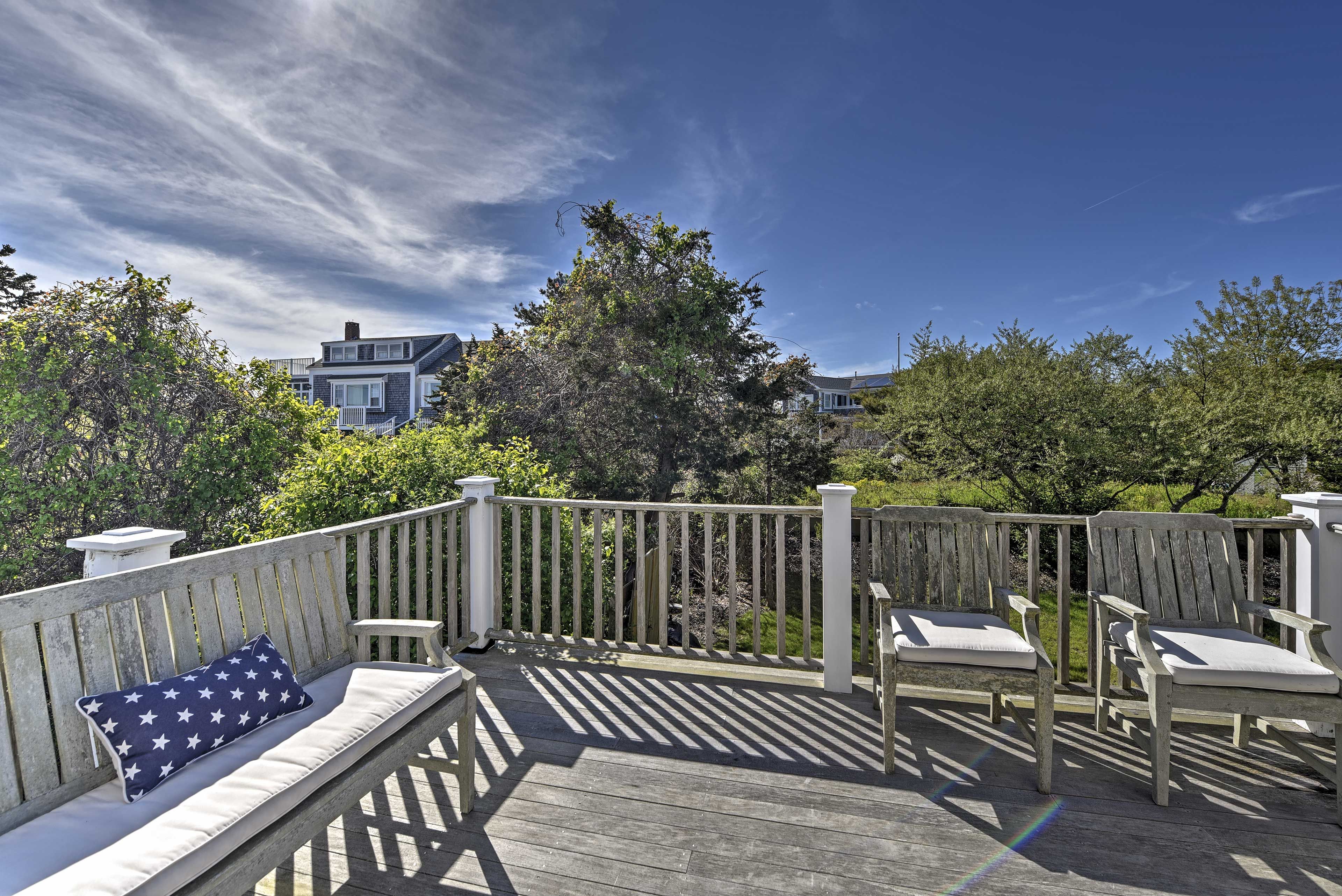 The spacious deck is perfect for afternoons spent sunbathing.