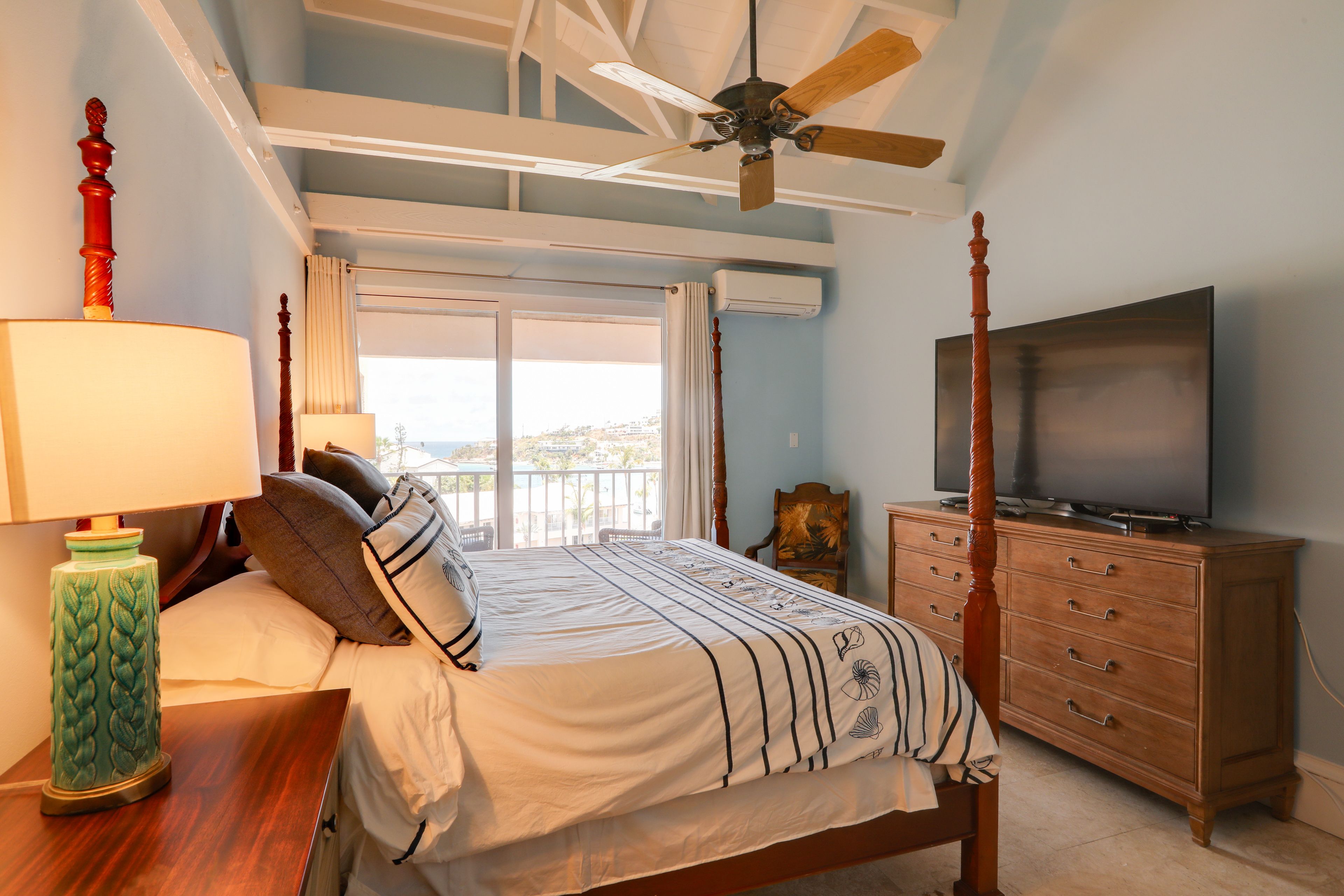 Bedroom 1 | 1st Floor | King Bed | Linens Provided | En-Suite Bathroom | Balcony