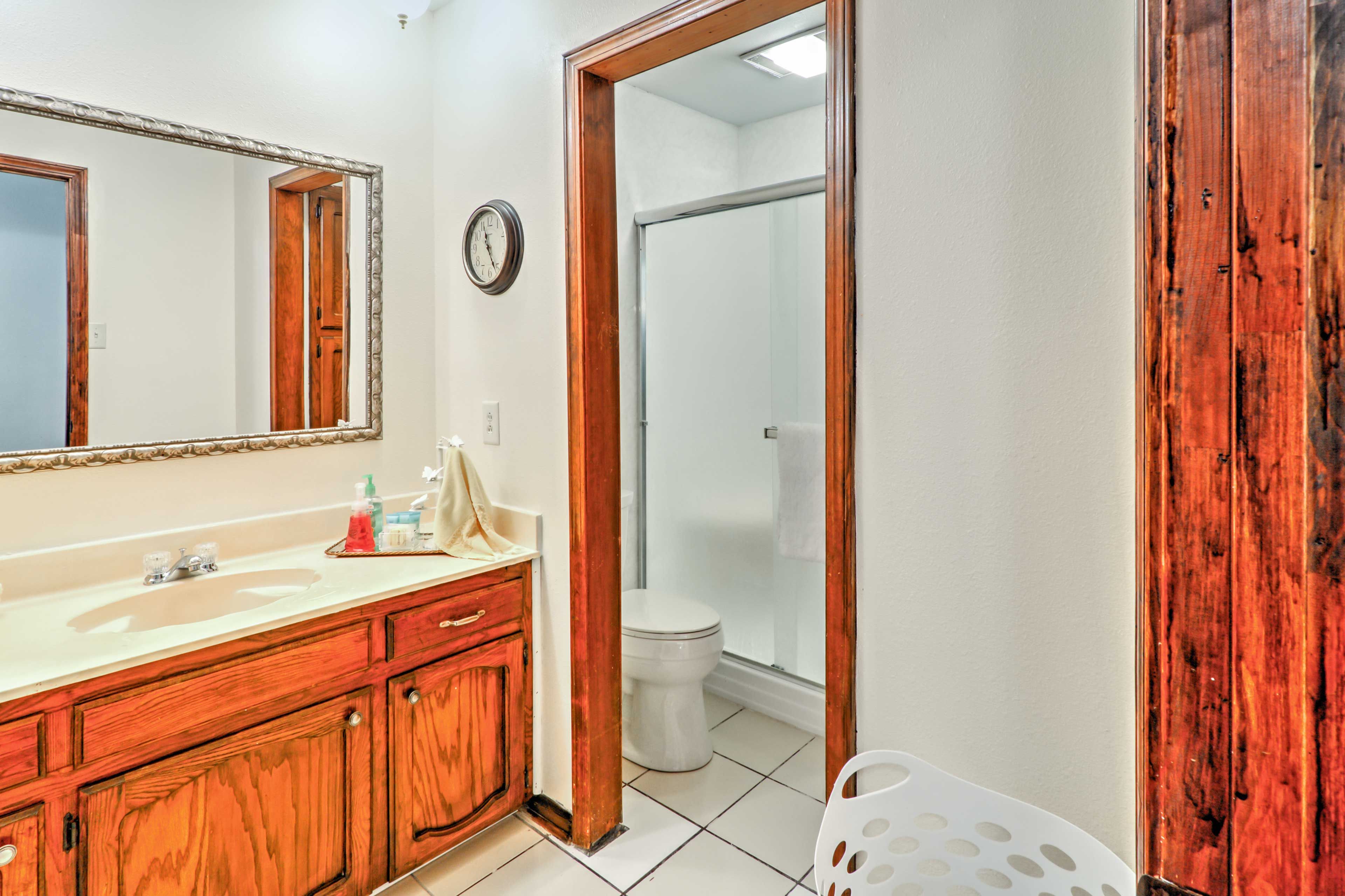 There are 2 bathrooms in the home.