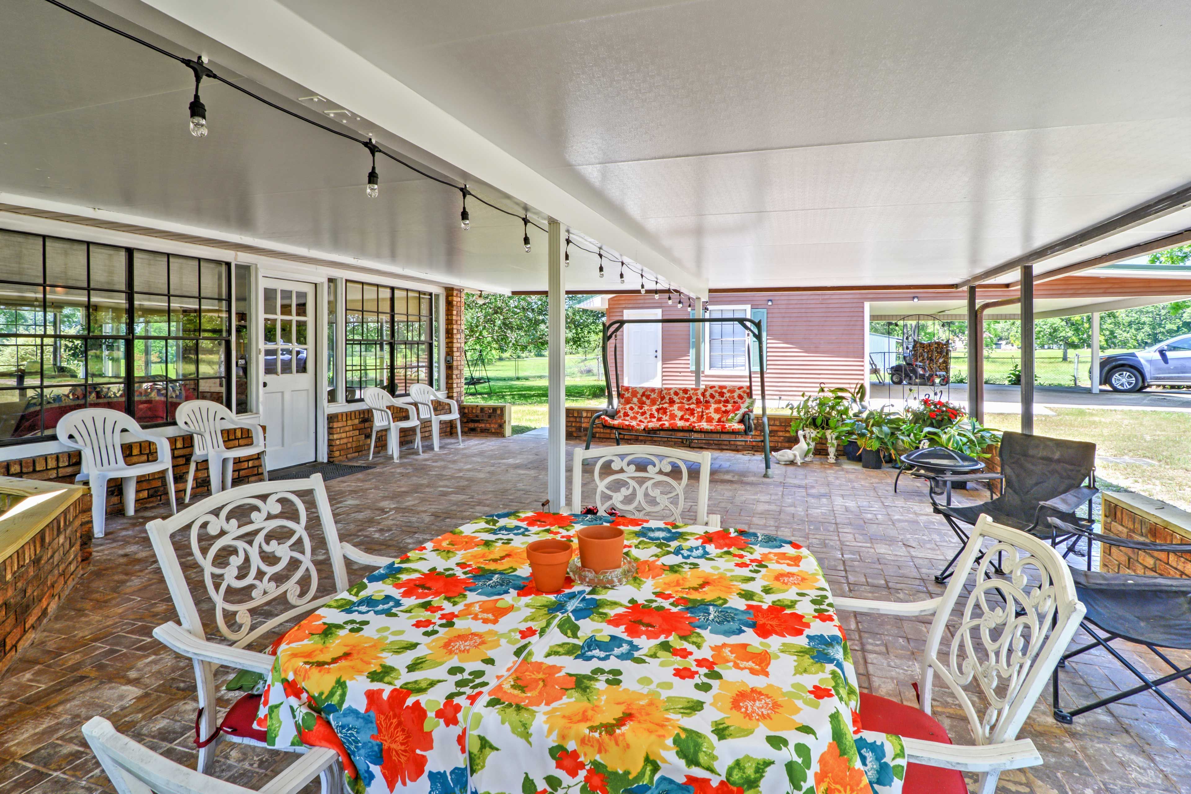 Enjoy an al fresco meal on the covered patio.