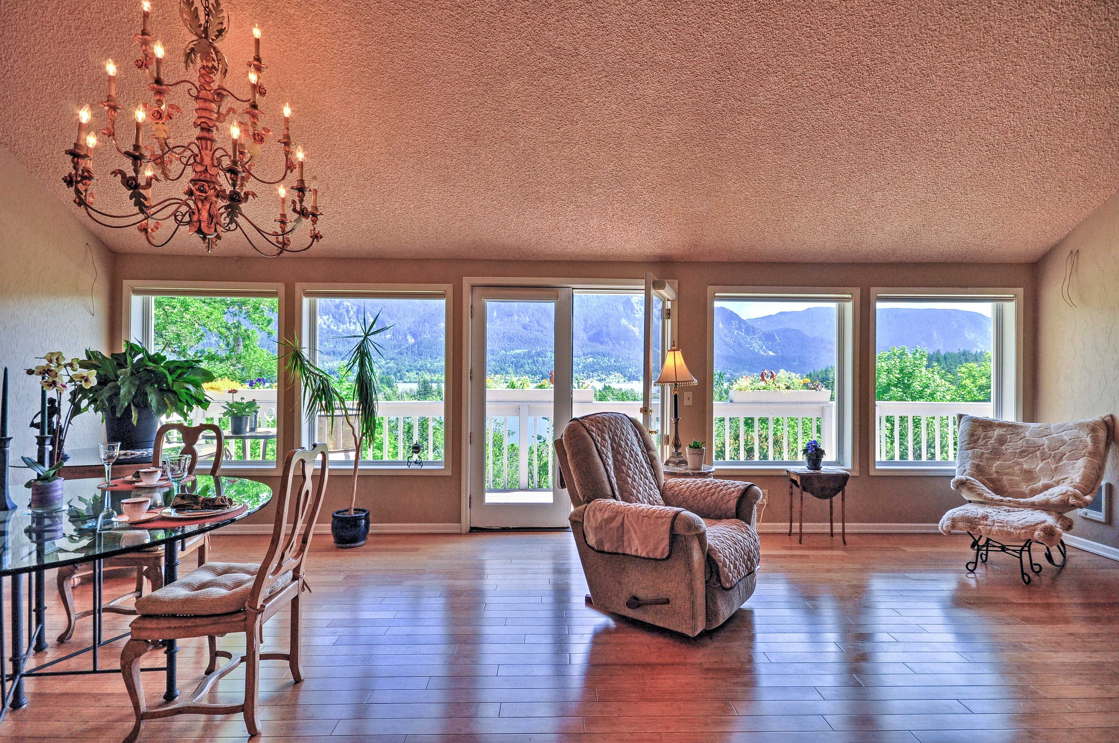 Enjoy panoramic views while relaxing inside.