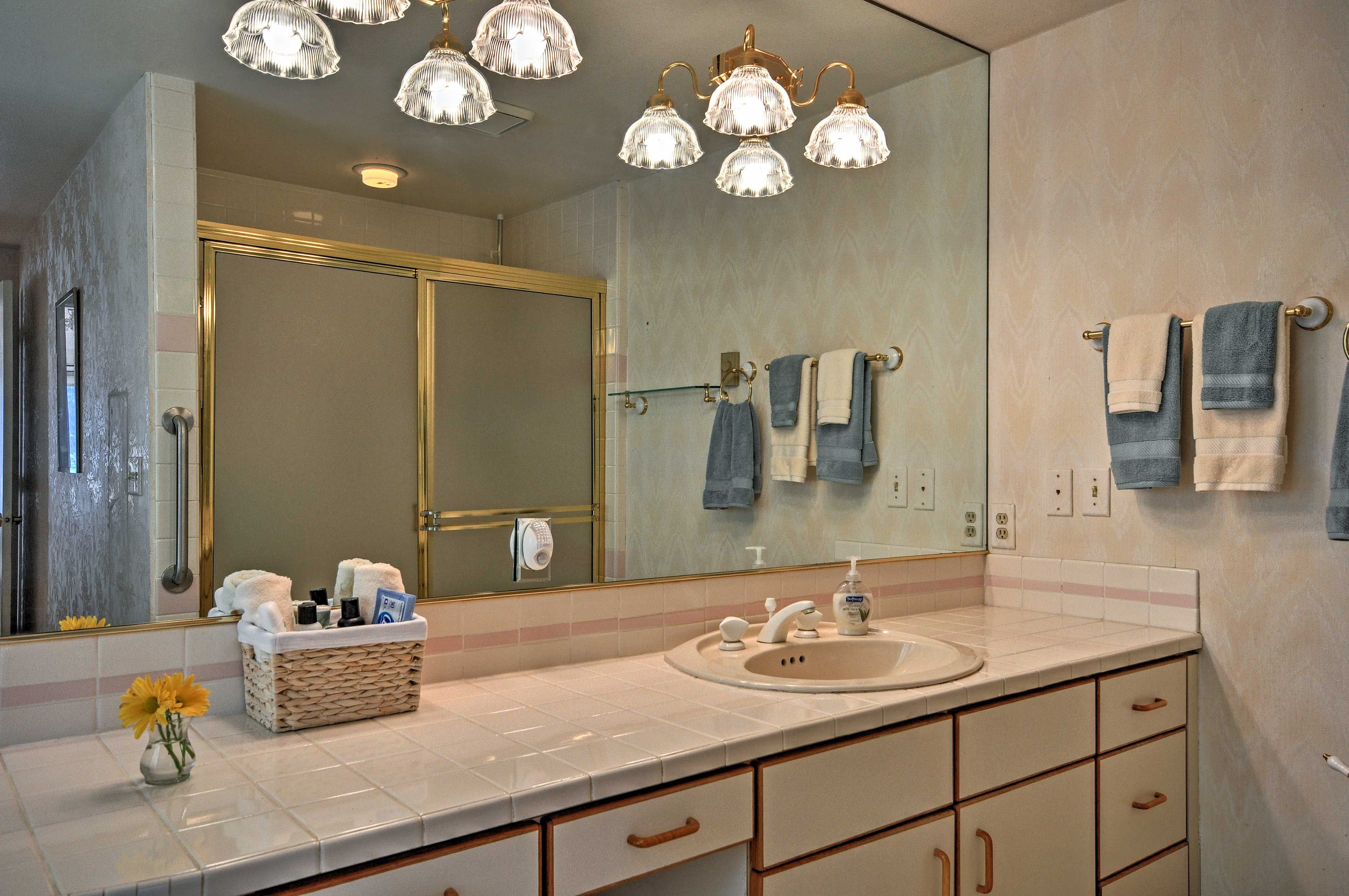 There's plenty of counter space to get ready in the morning.