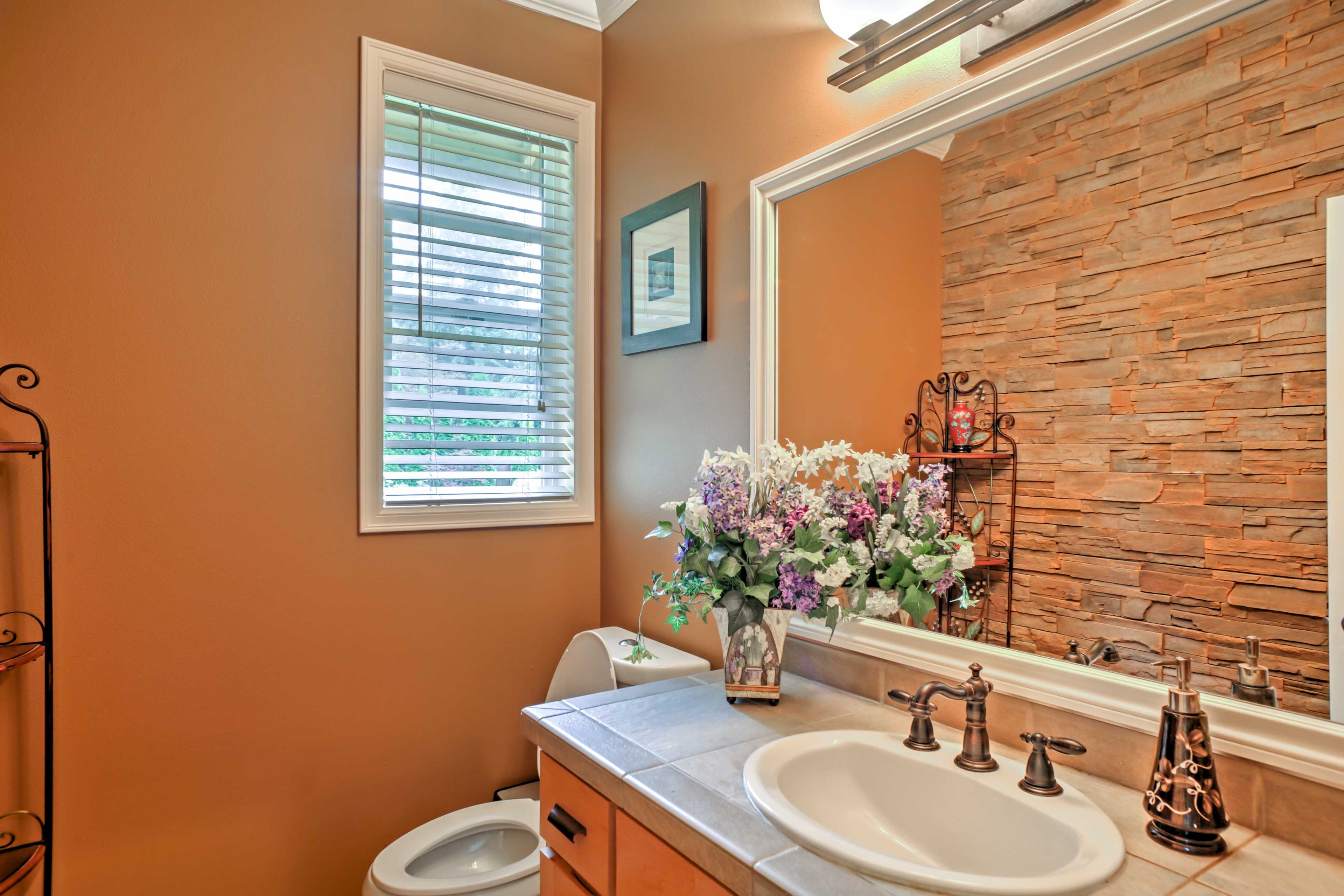 A lovely half bathroom can be found on the main level.