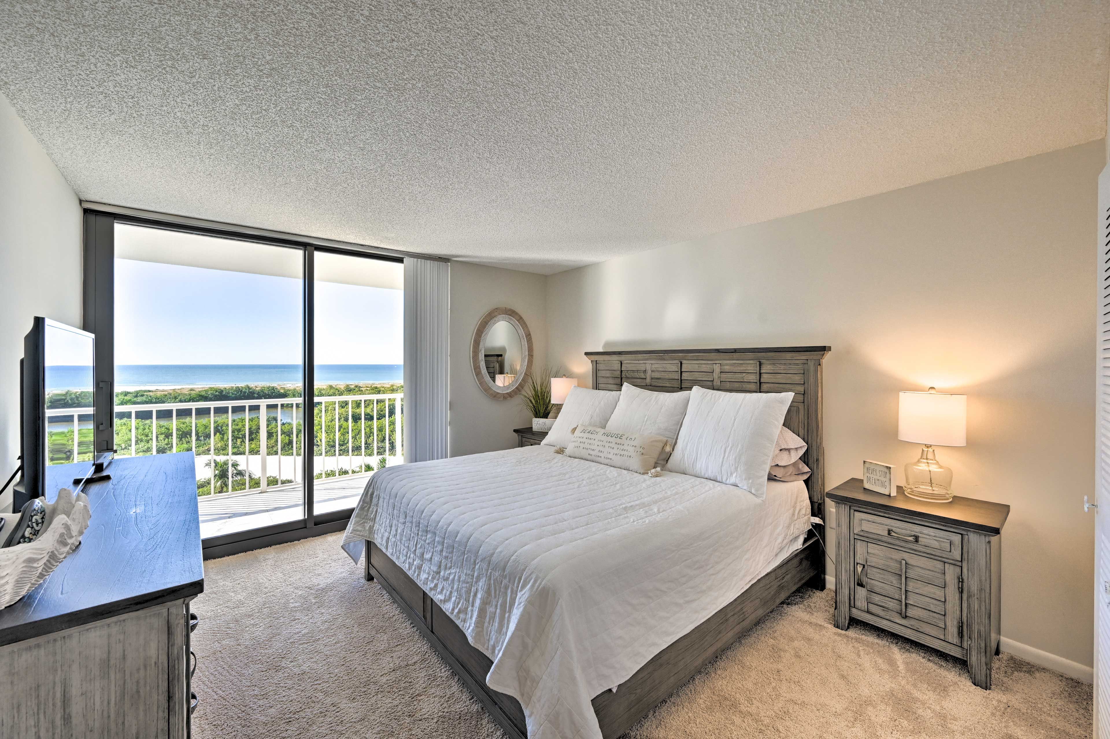 Bedroom 1 | King Bed | Balcony Access | Linens Provided