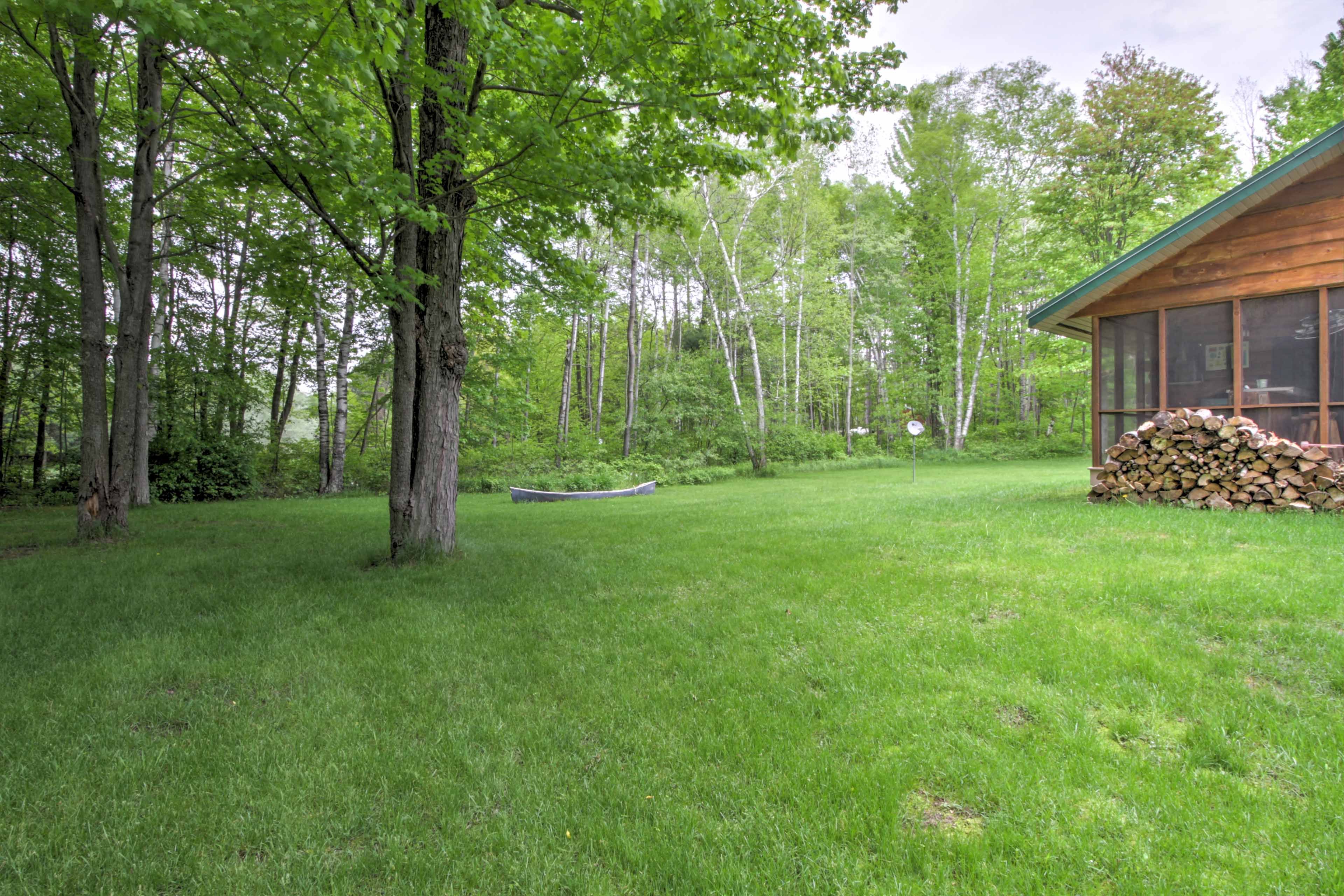 There's plenty of firewood out back to make fires in the fire pit and fireplace.
