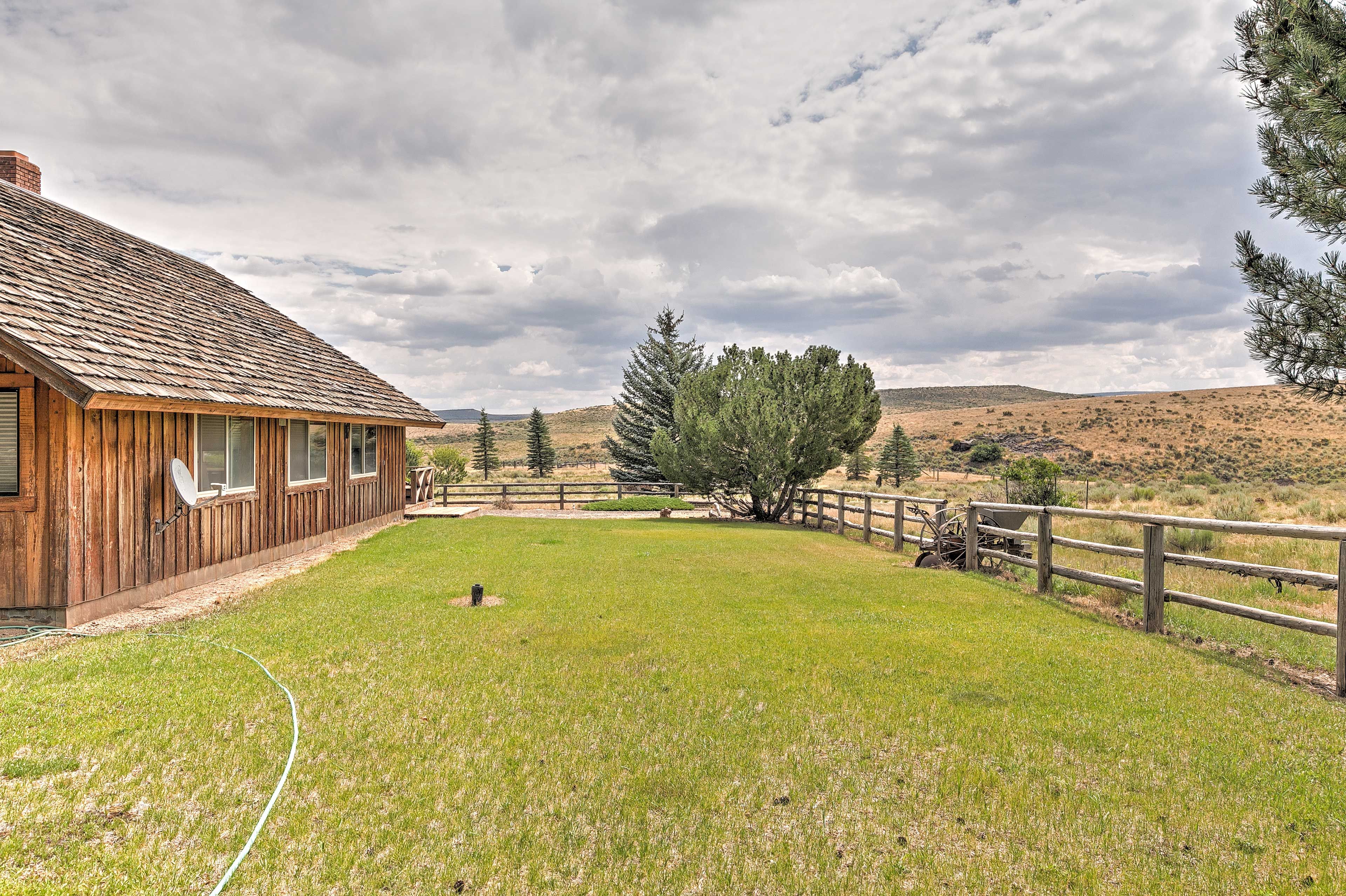 Spacious Yard | Elk Mountain Views | Gas Grill