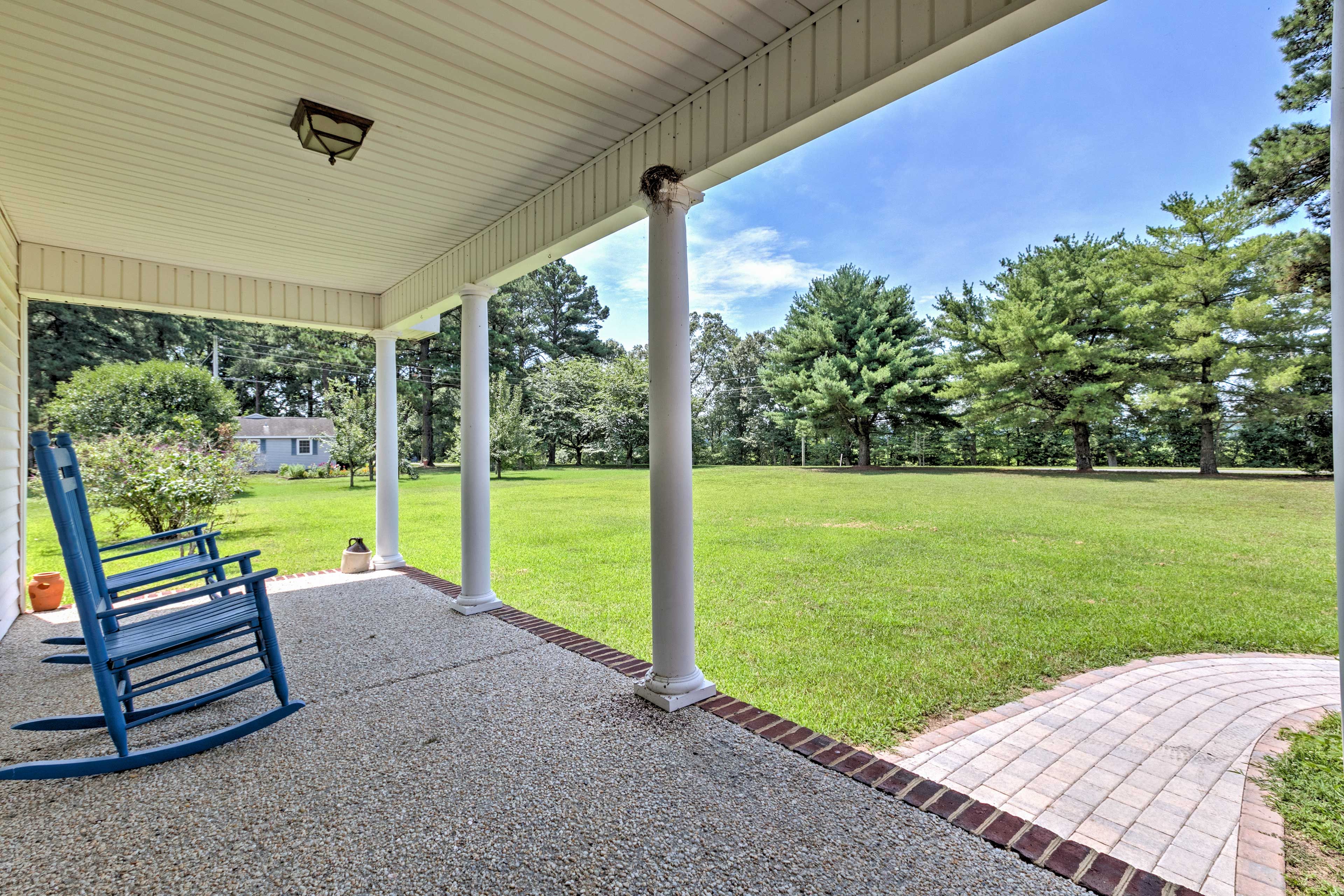 Rock in the rocking chairs on the porch as you watch the kids play in the yard.