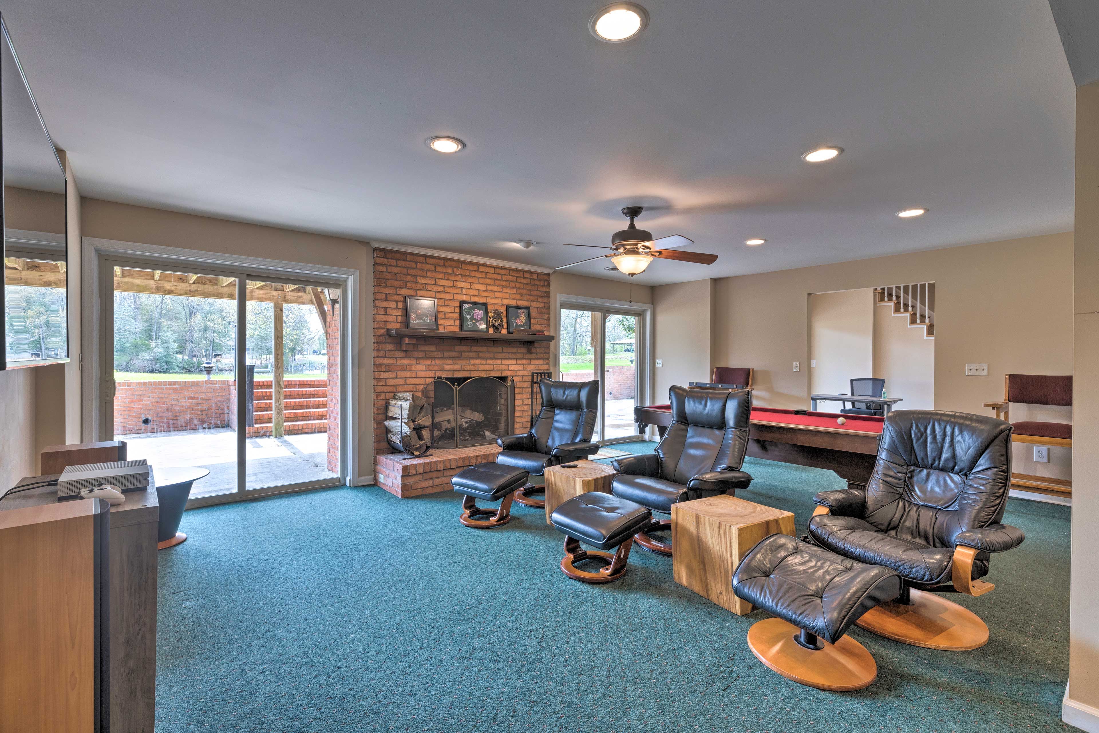 Downstairs Game Room | Decorative Fireplace