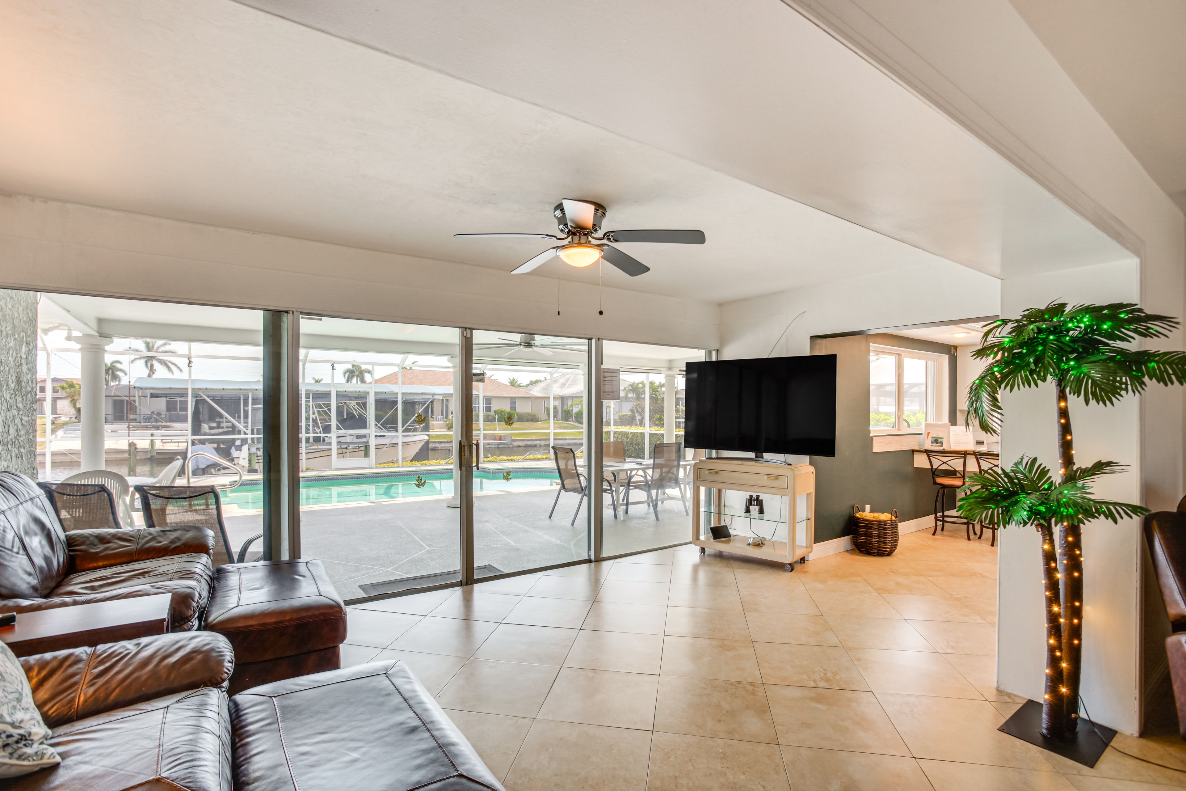 Living Room | Single-Story Home | 65" Smart TV w/ Cable | Central A/C