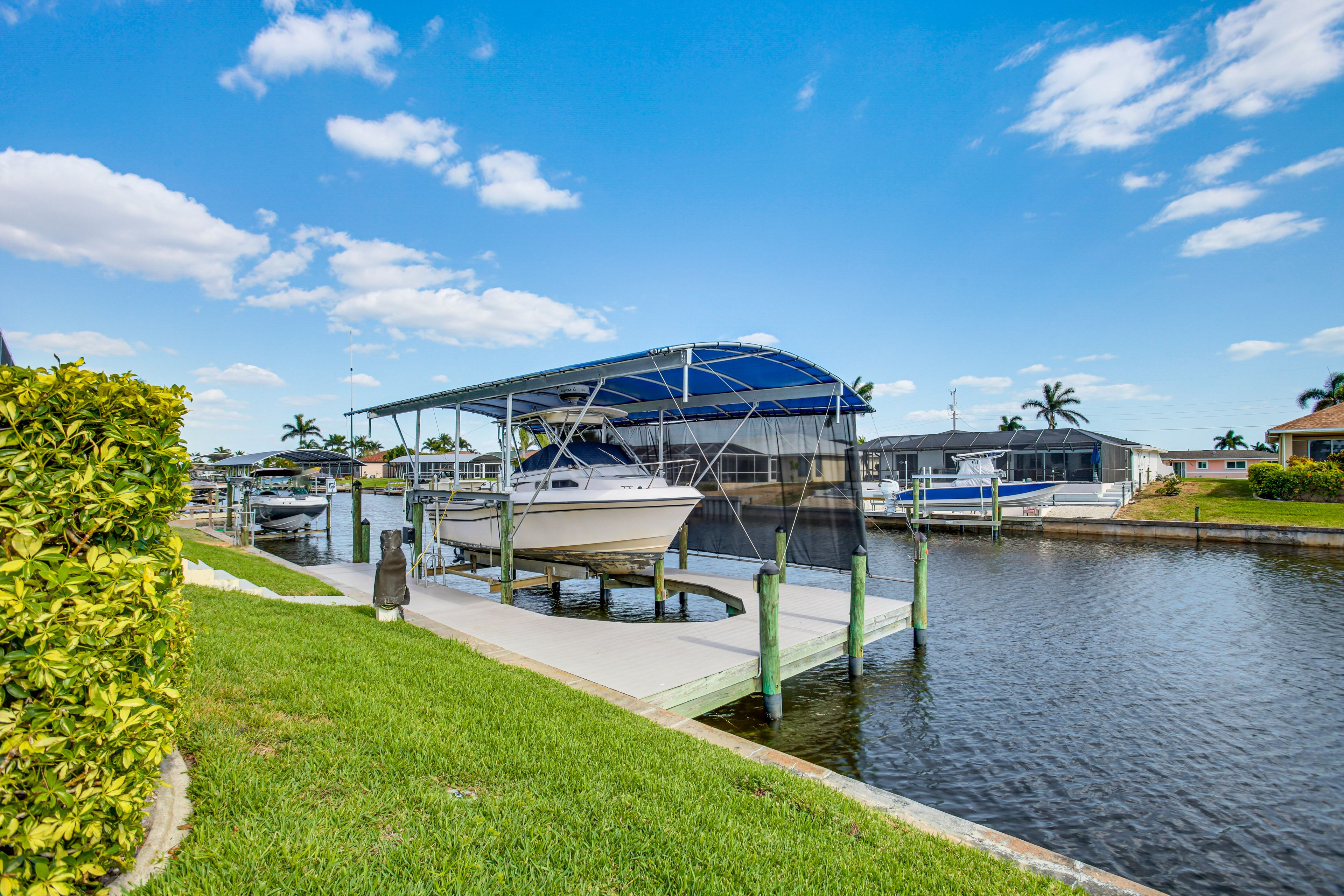 Backyard | Private Boat Dock | Canal Access On-Site