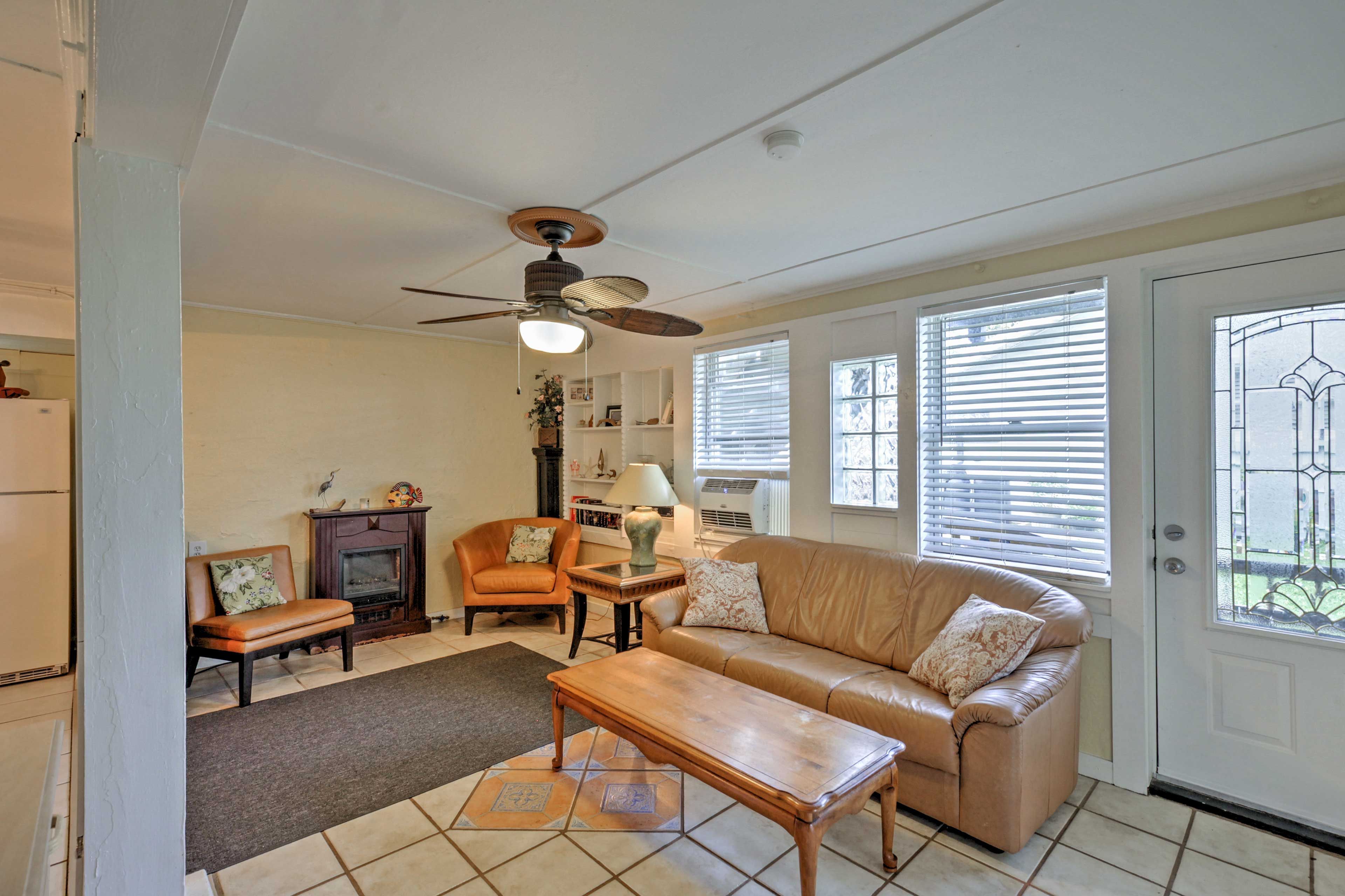 Curl up on the couch in the living area during your downtime.