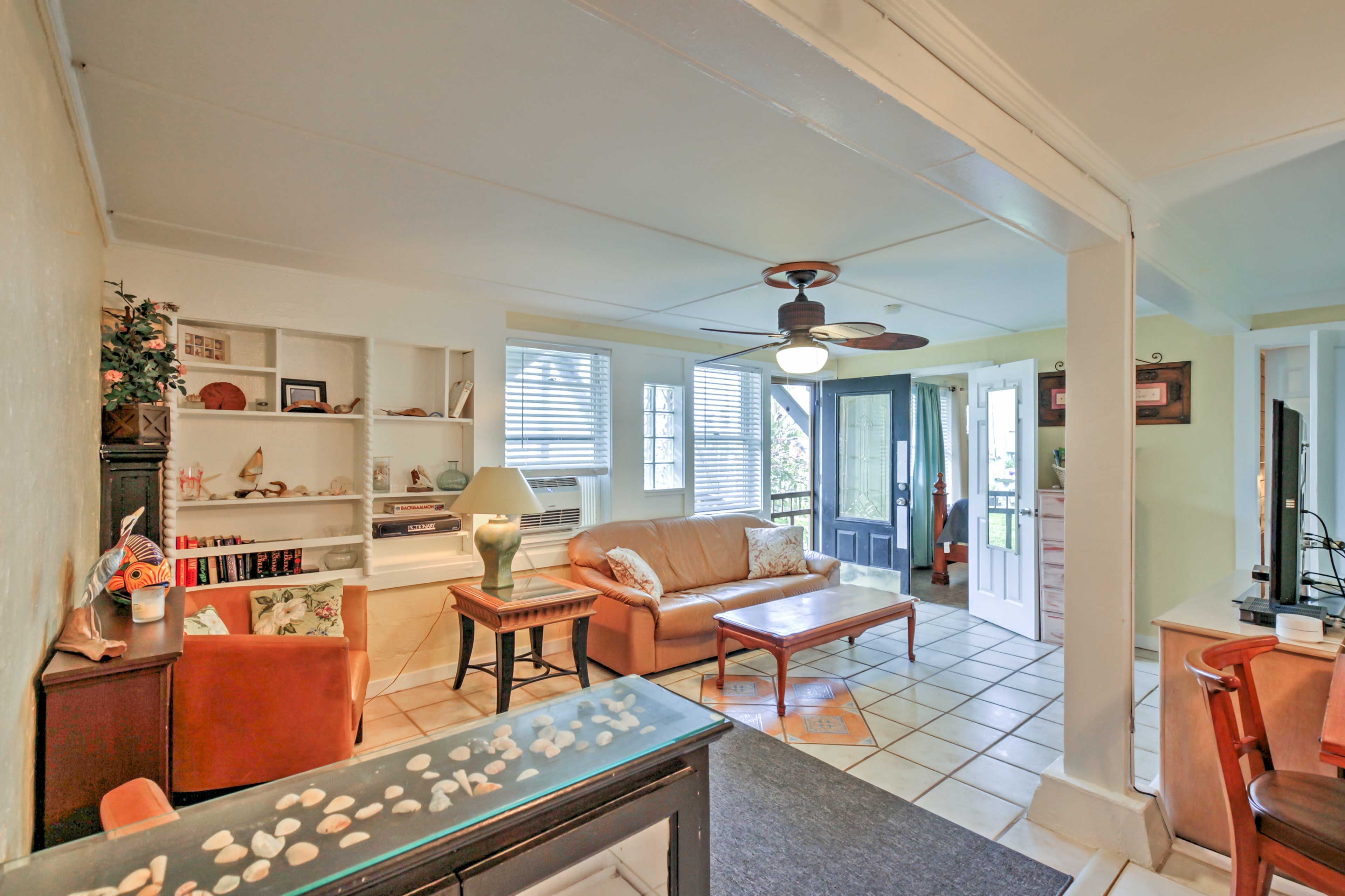 Sit back and relax on the living room sofa.