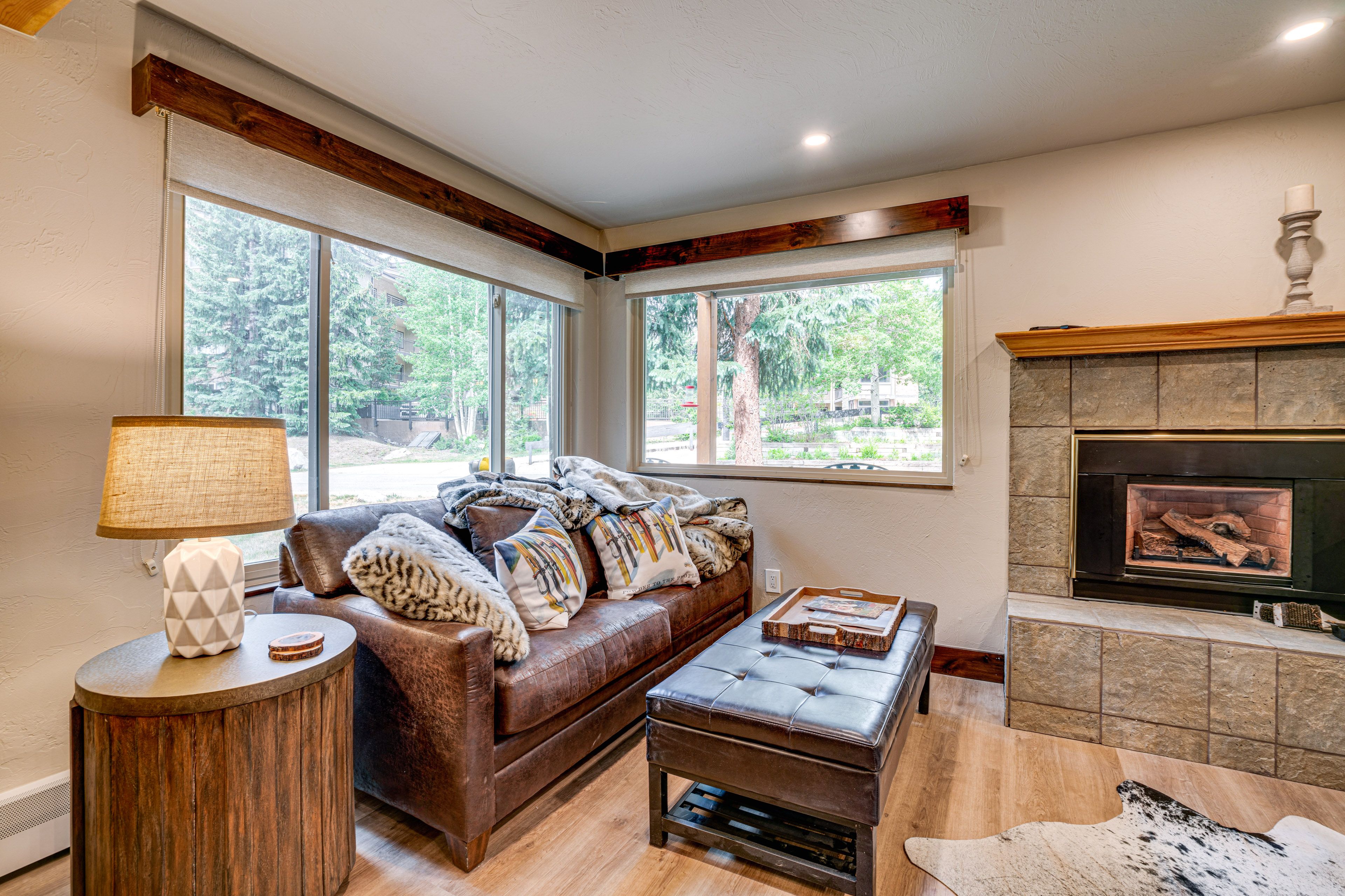 Living Room | Gas Fireplace | Central A/C & Heat