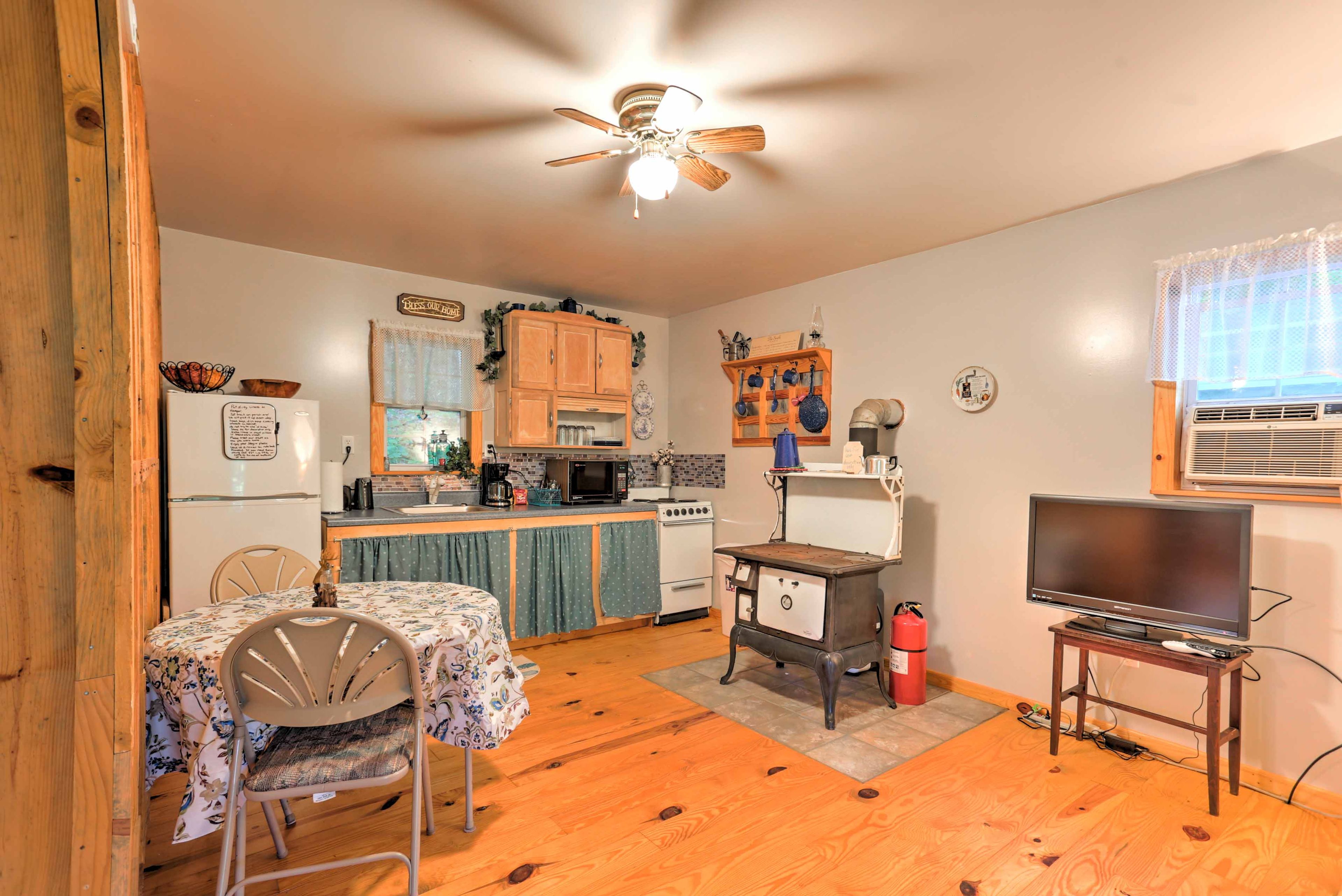 The living room opens up into the kitchen.