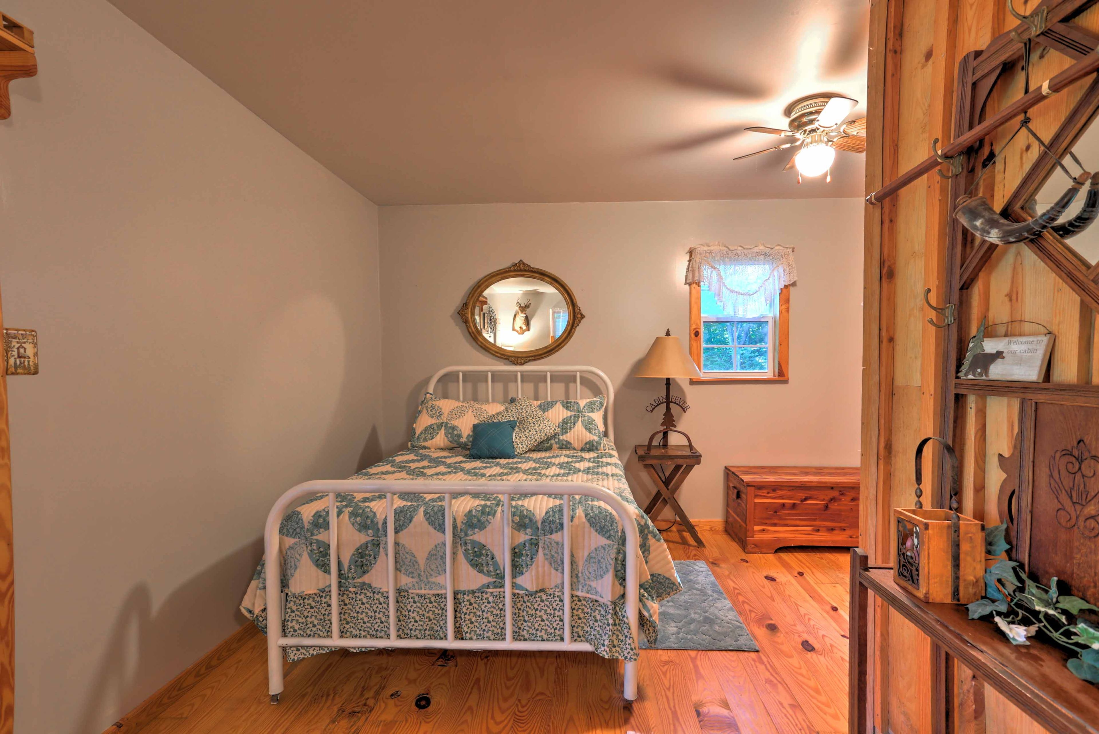 Step around the corner into the bedroom.