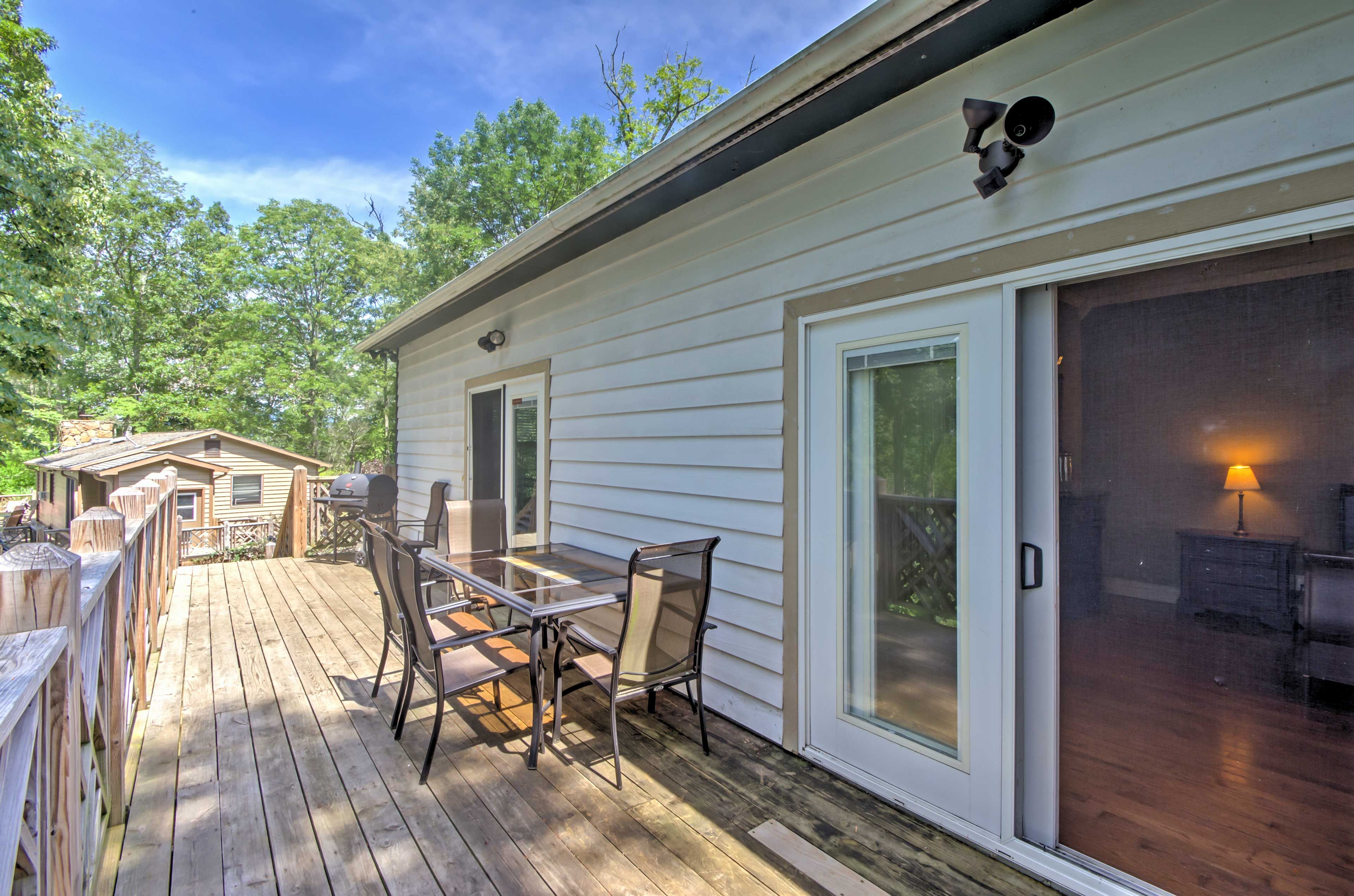 The deck features plenty of space to sit and relax.