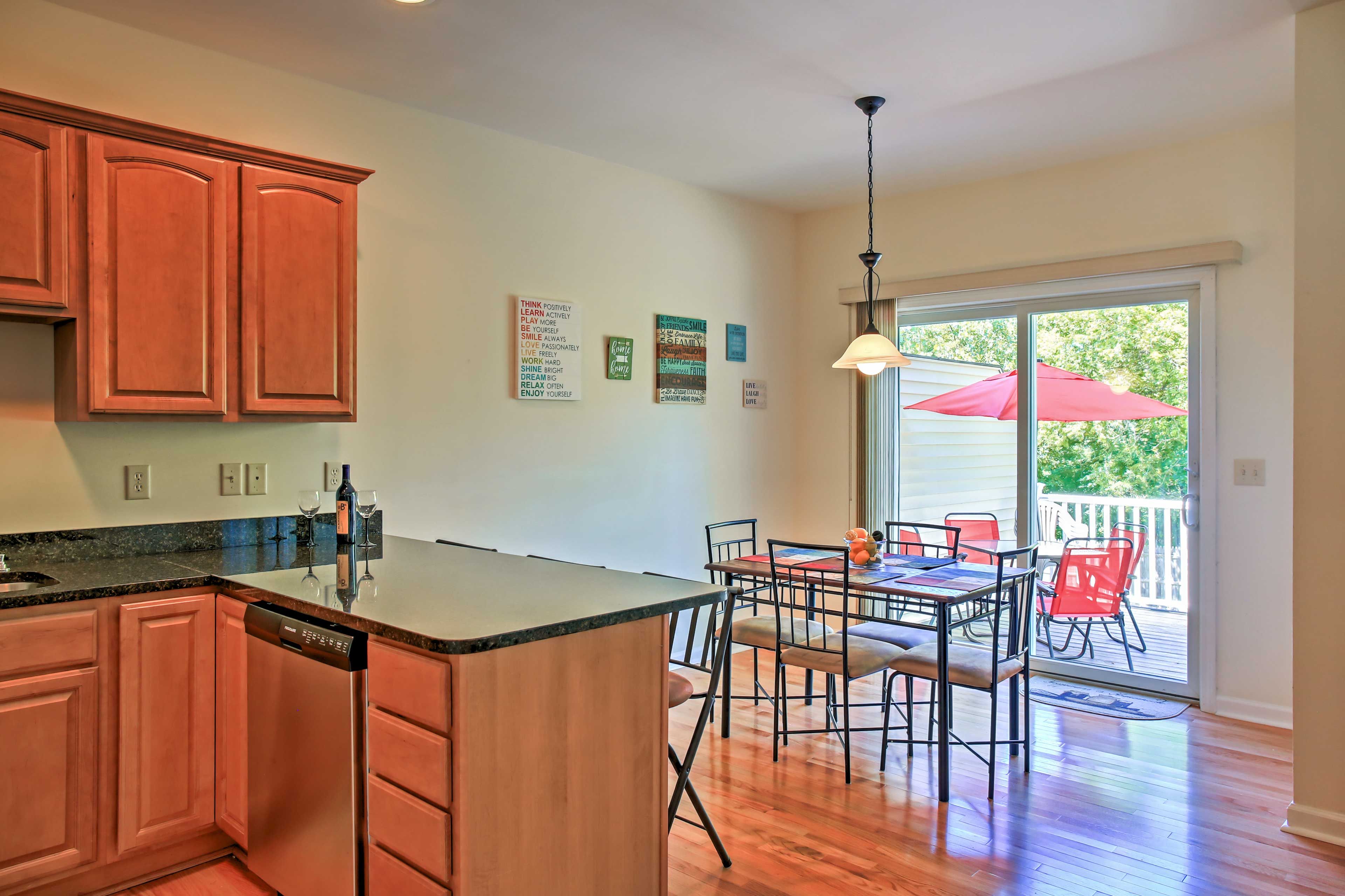 Keep the chef company at the bar, then enjoy casual meals in the breakfast nook.
