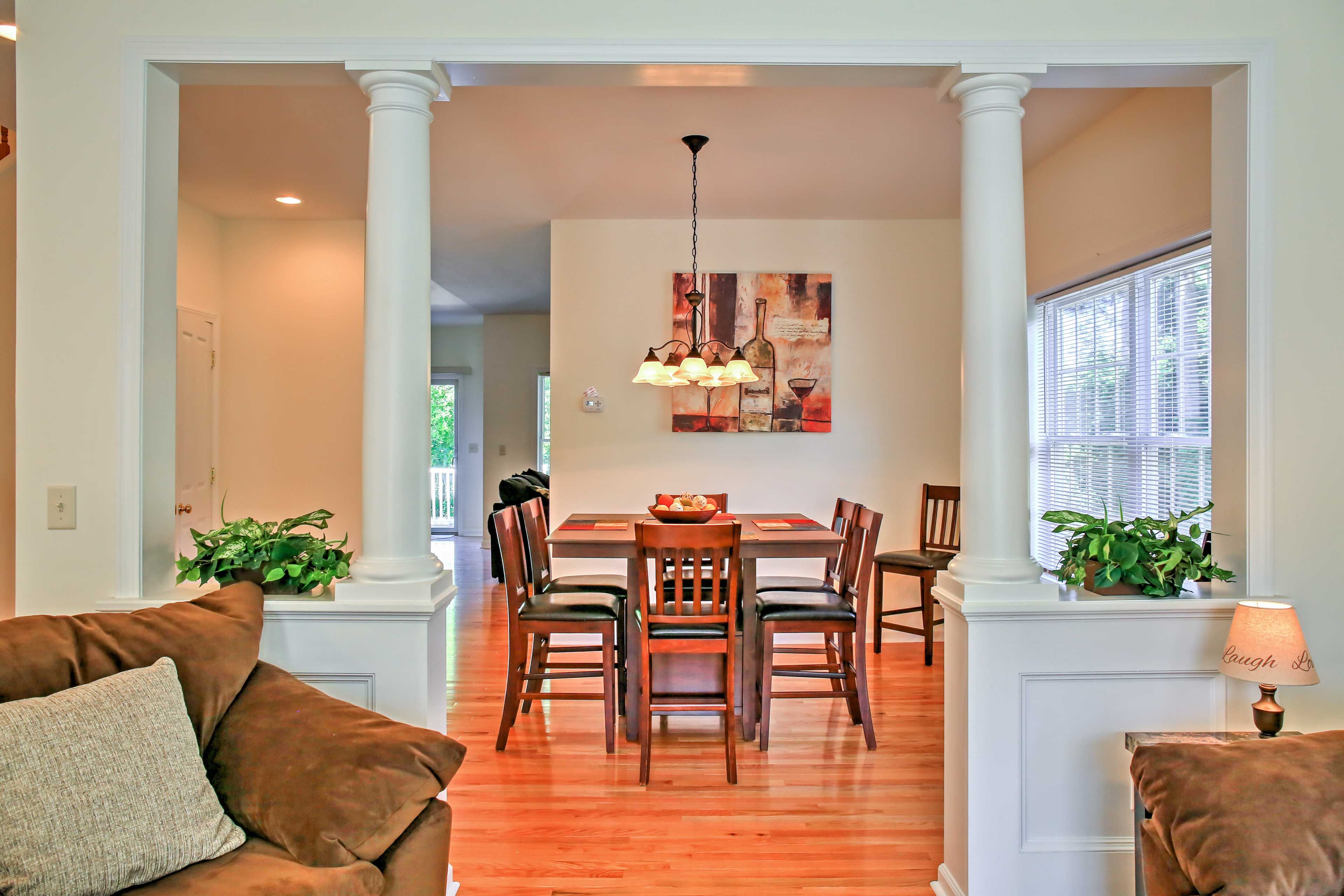 A formal dining area separates the 2 main living rooms.