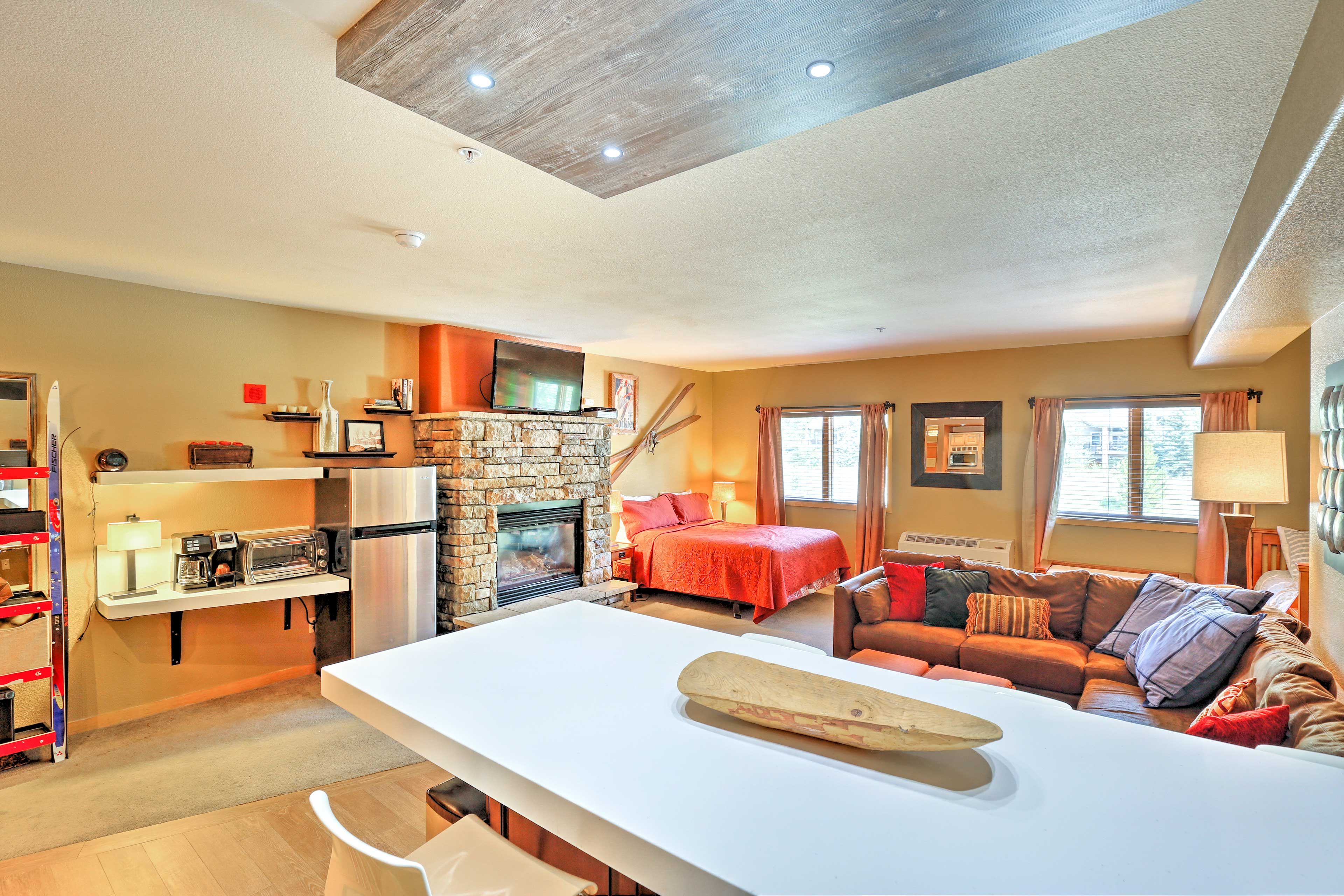 Spread out on the plush sofa sectional.
