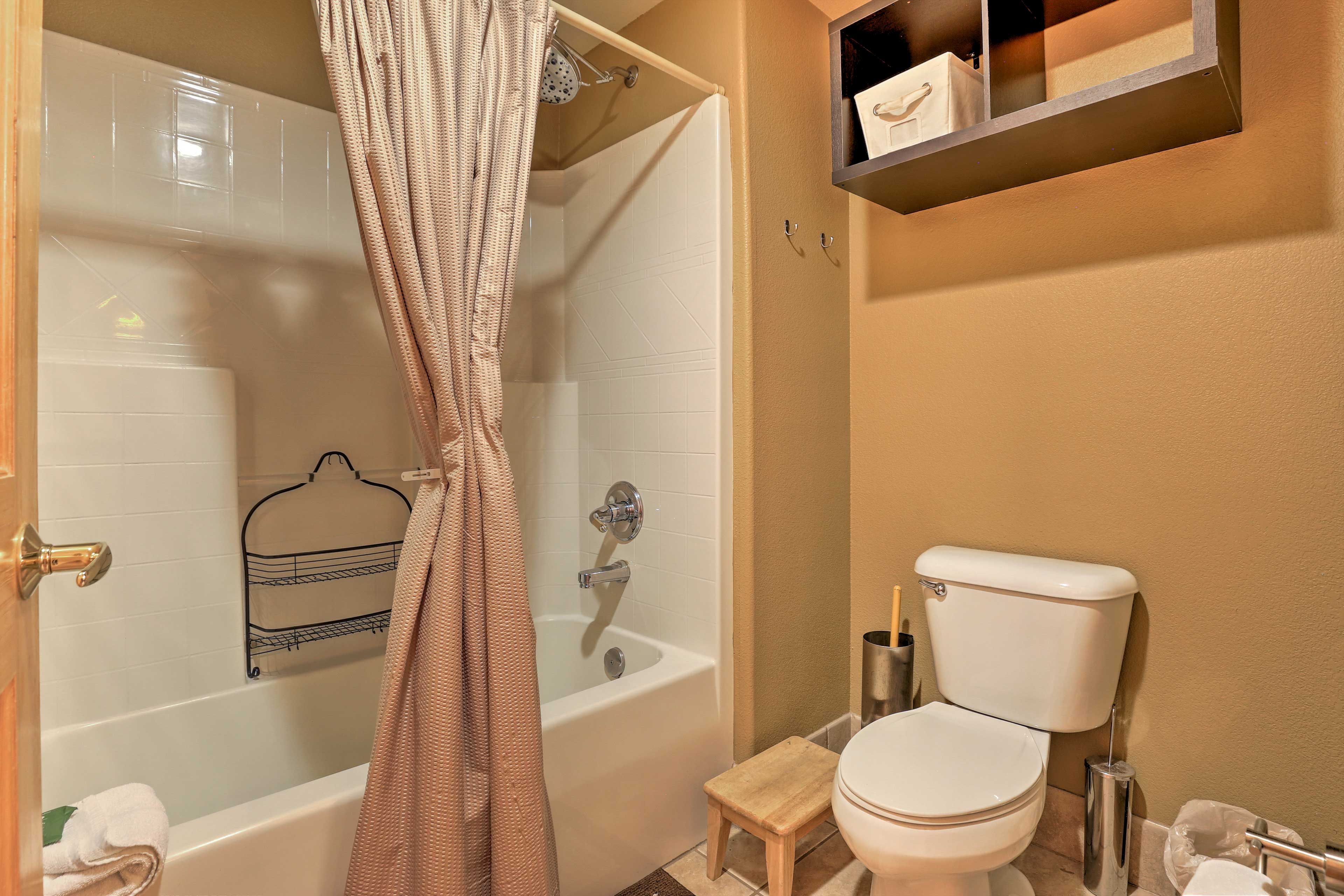 Wash up in the shower/tub combo.