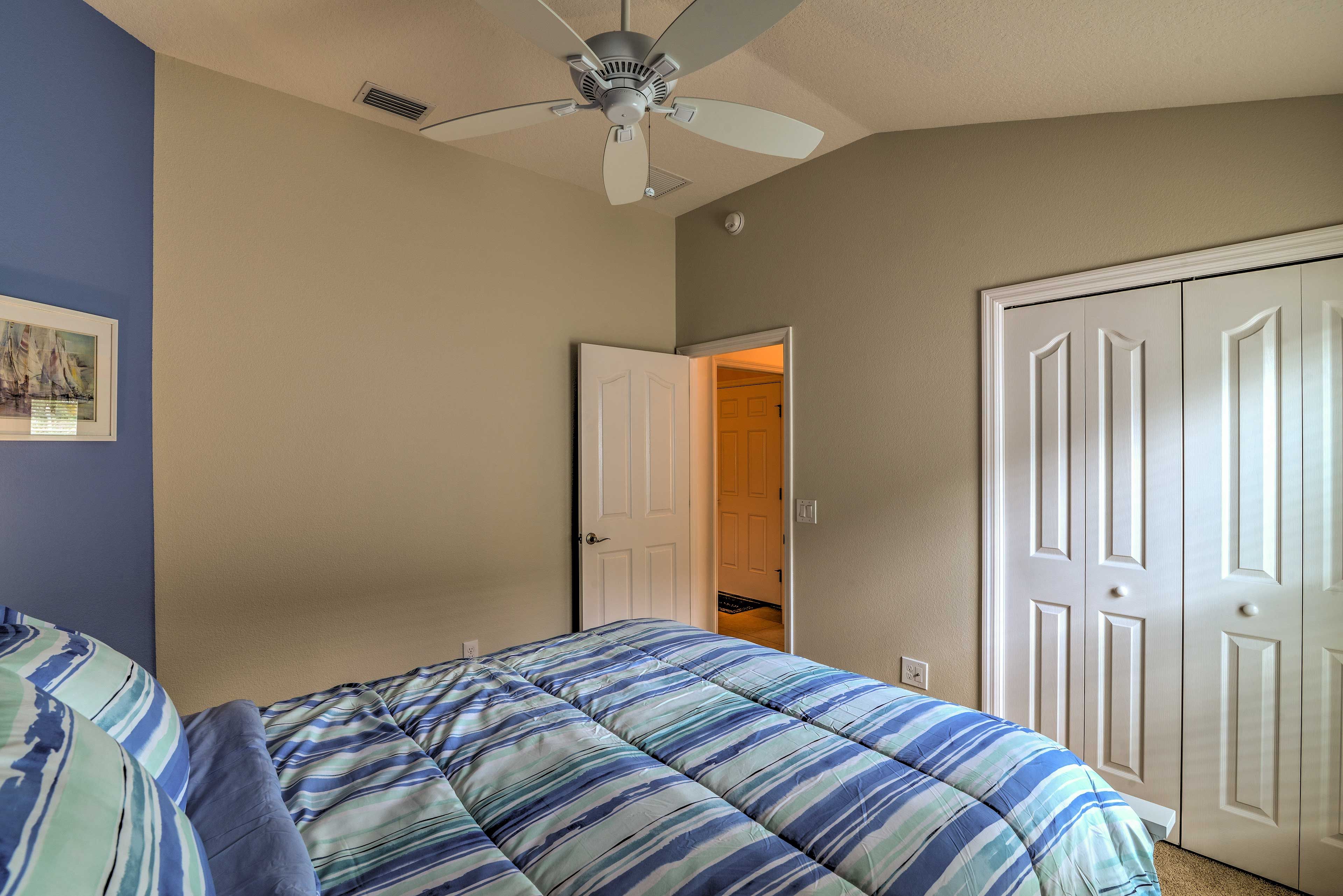 Settle in for the night in this comfortable queen-sized bed.