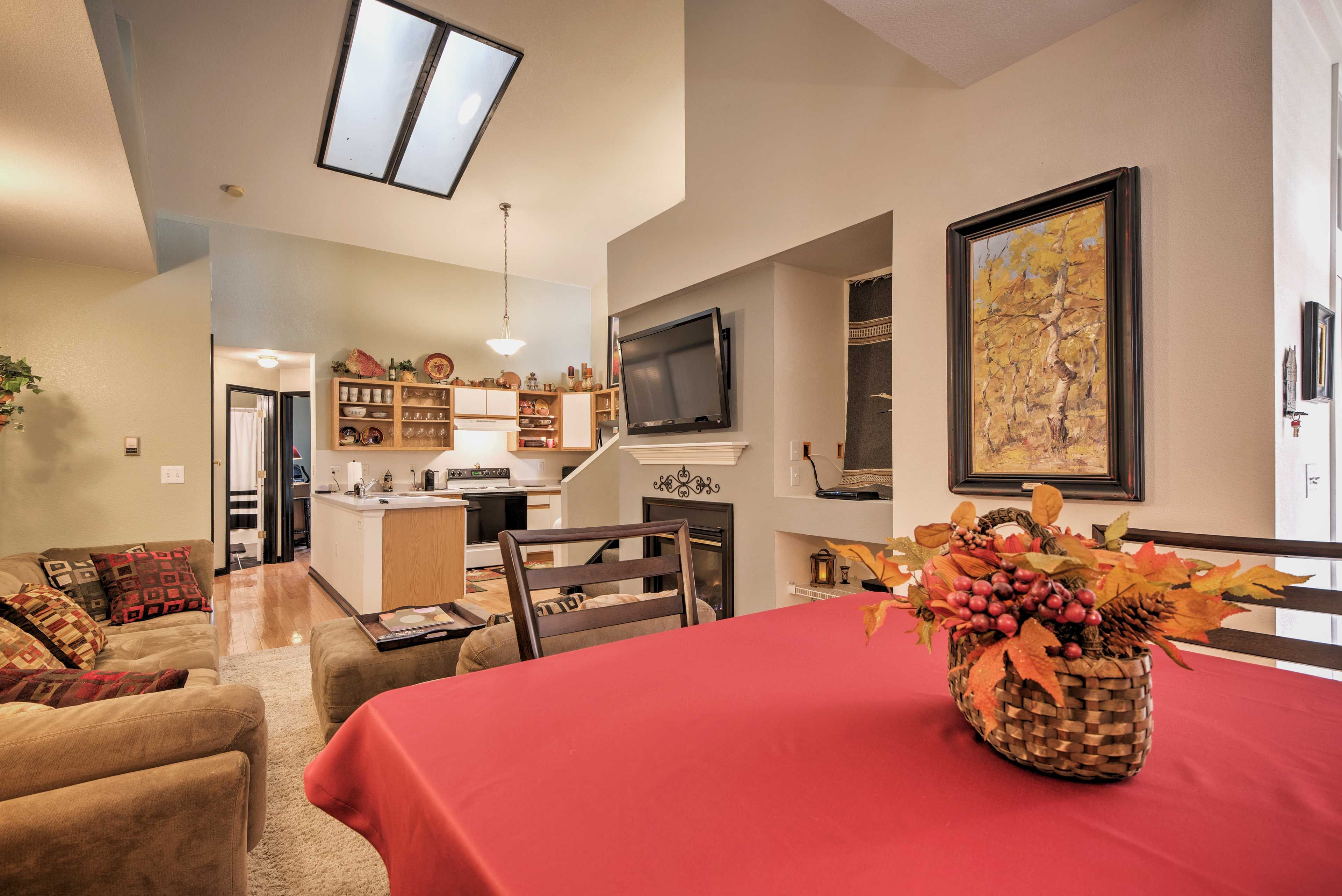 The open floor plan makes it easy to mingle with guests.