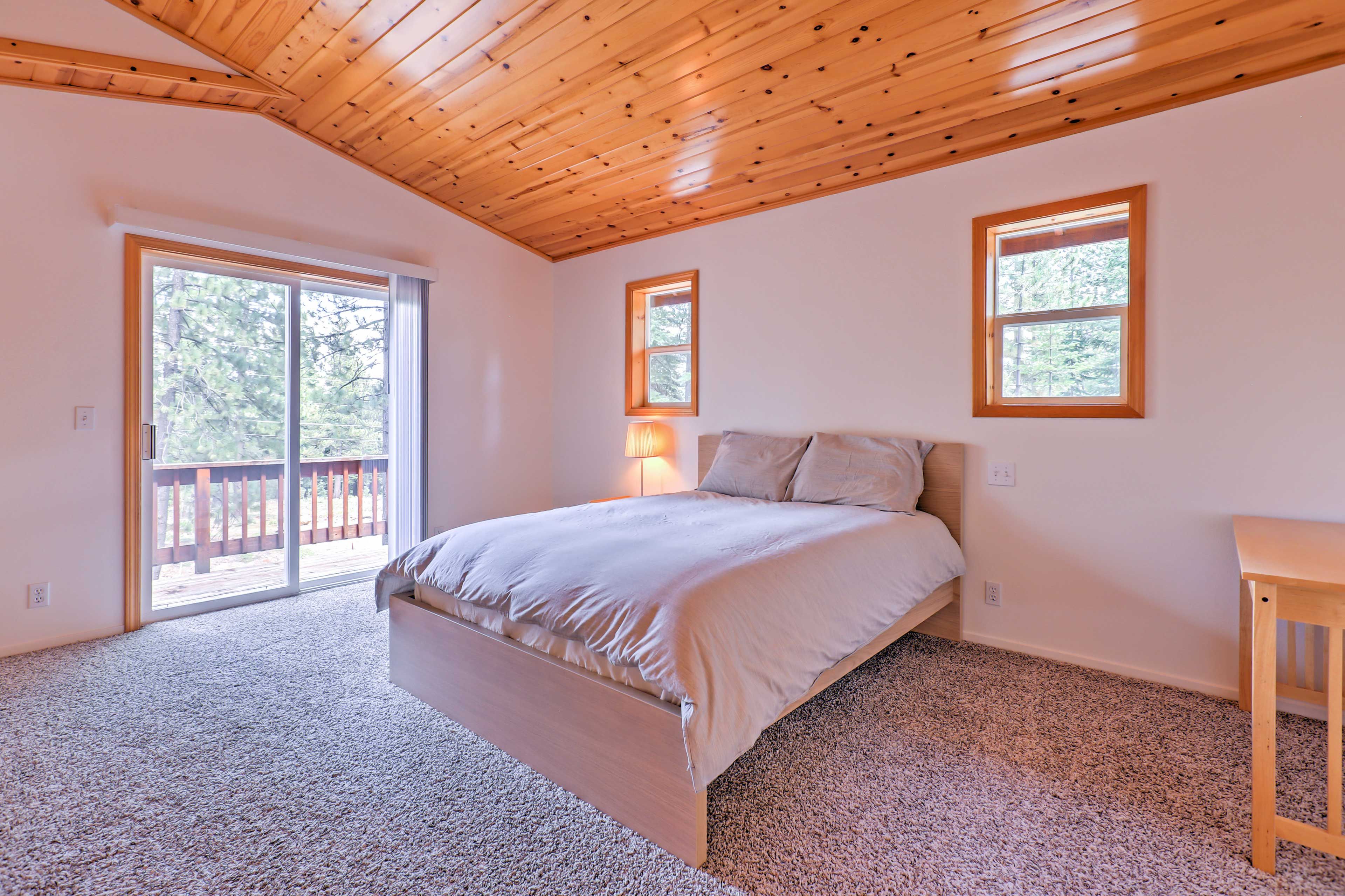 A queen bed is available in the home's master bedroom.