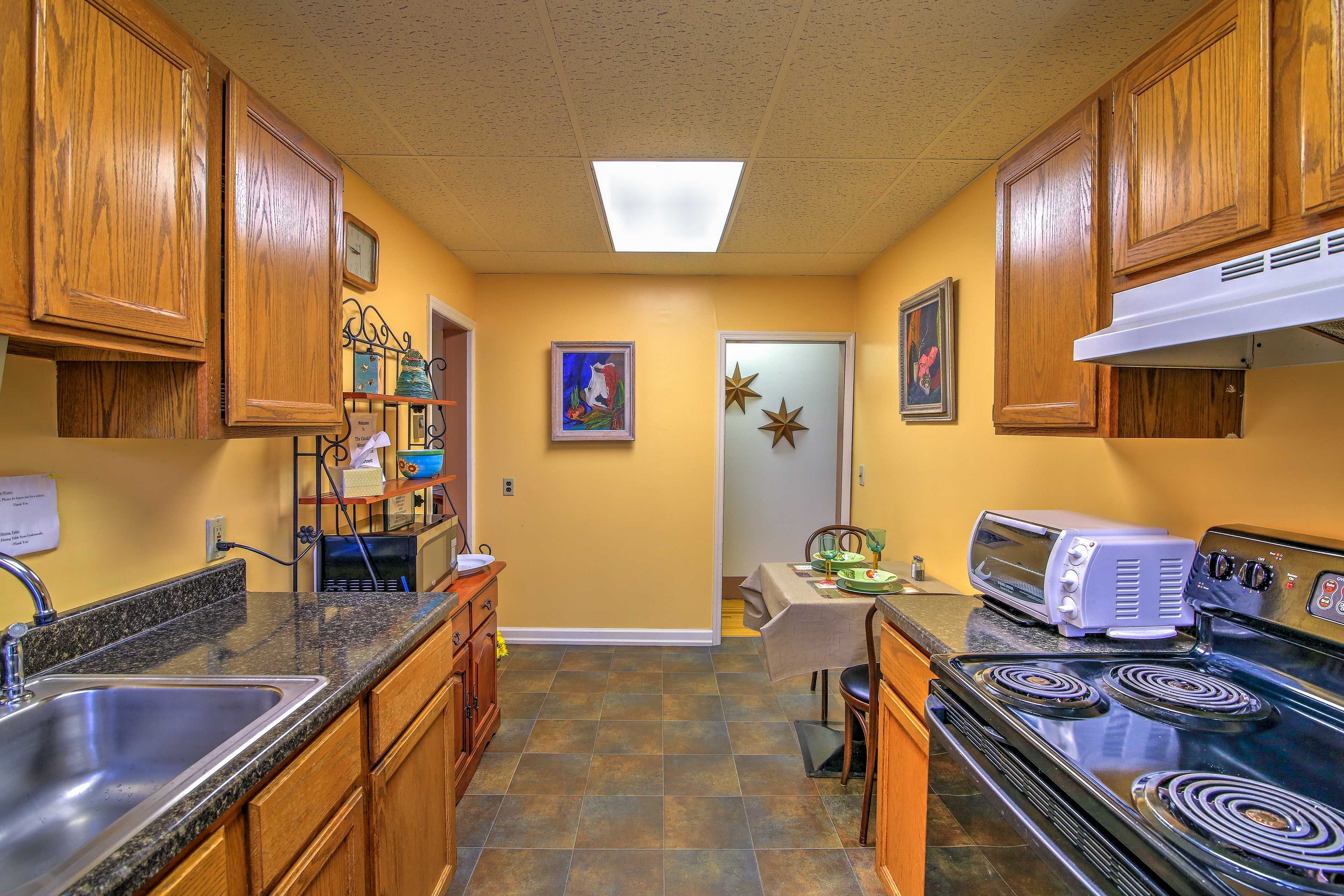 This kitchen boasts plenty of counter space to cook.