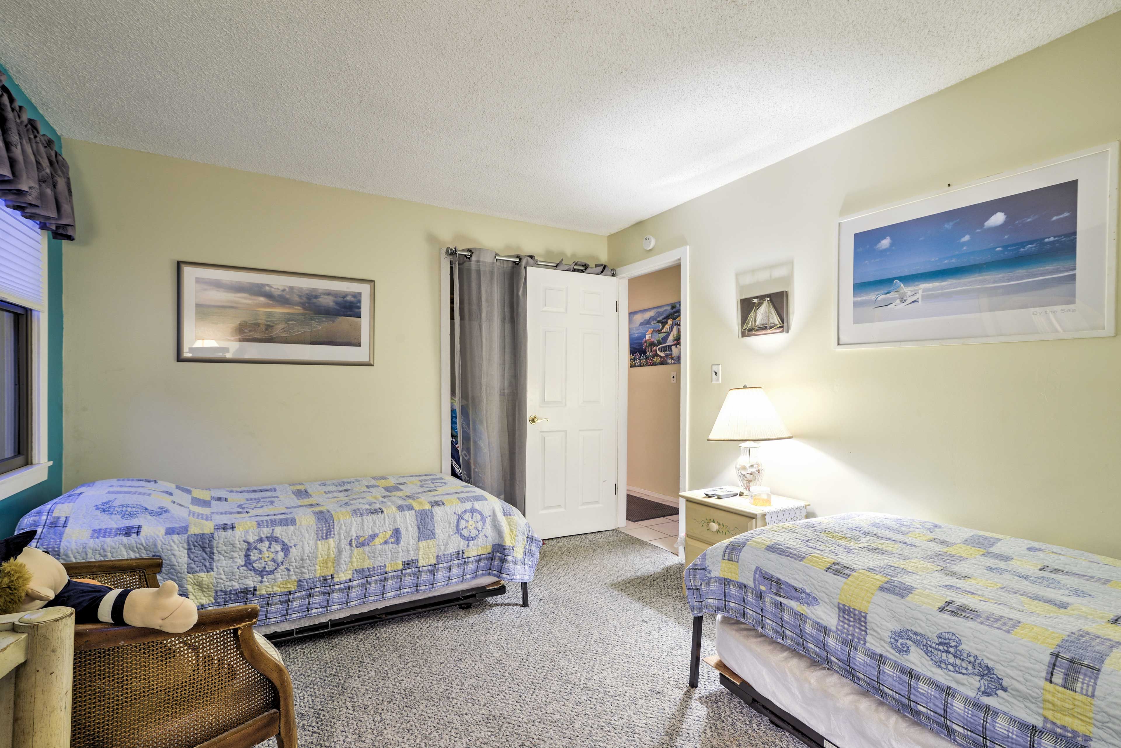 The twin trundle beds can be converted to kings!